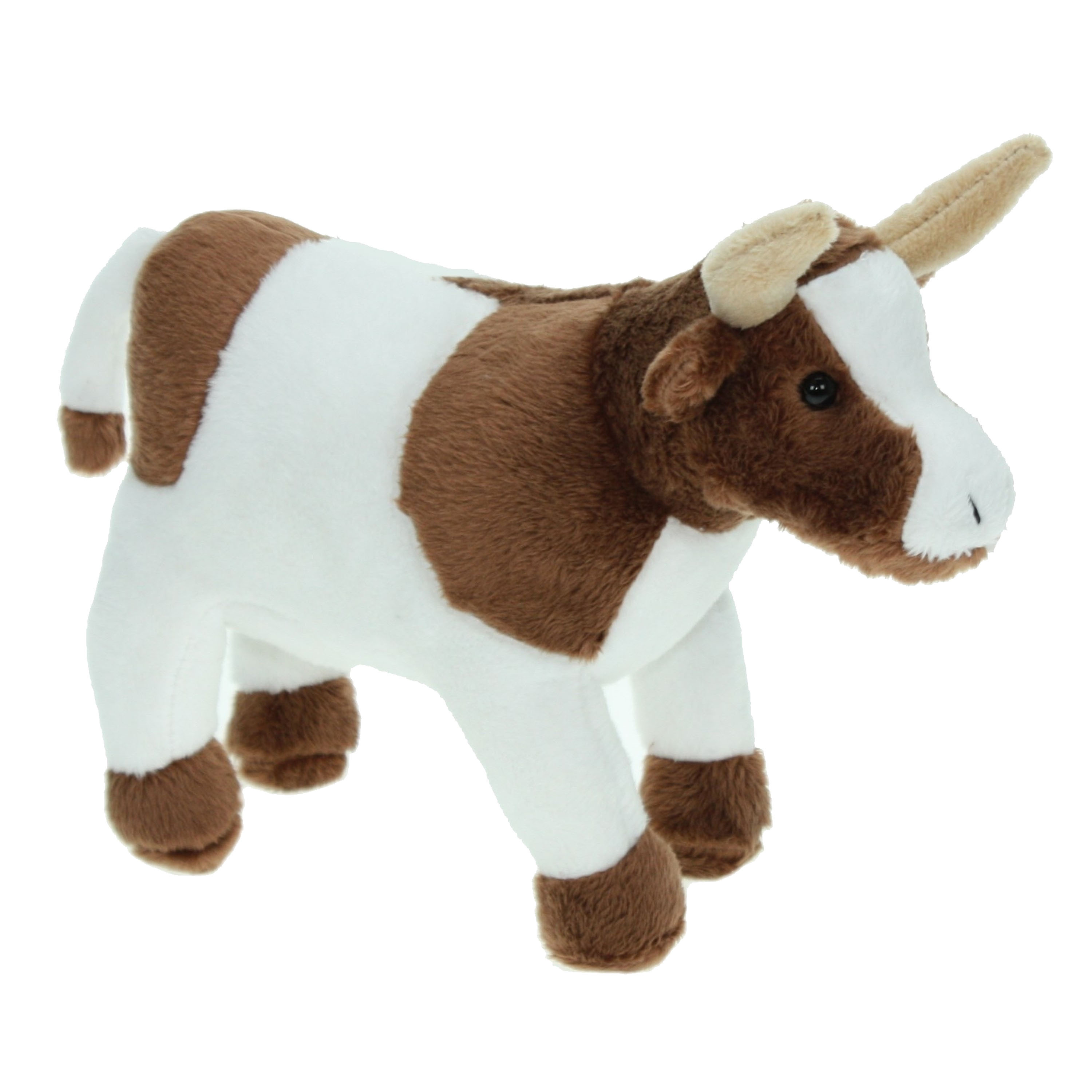 Cornelissen Pluche knuffel dier Koe - bruin/wit - 23 cm - Boerderij dieren -