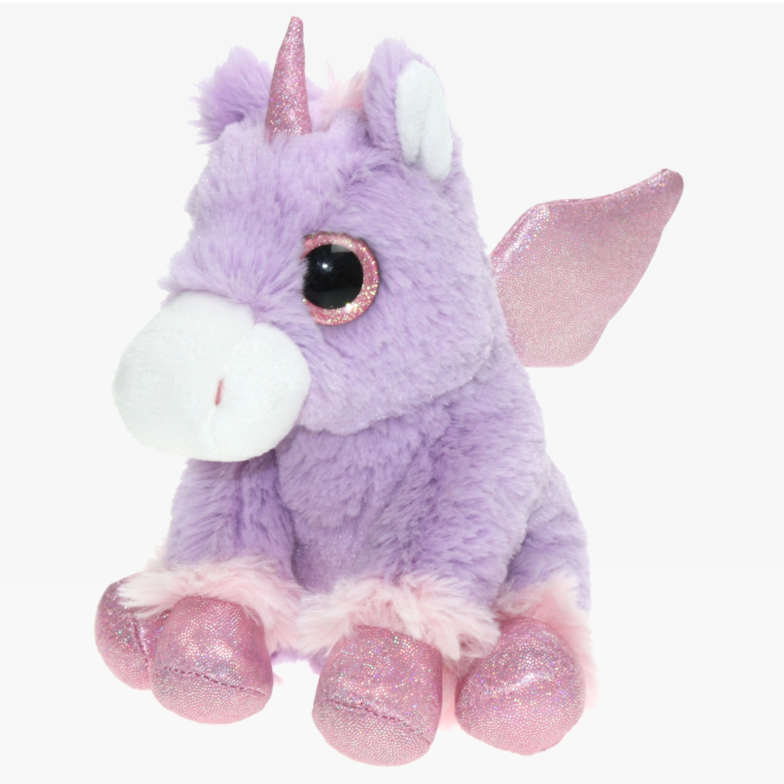 Pluche knuffel dieren Unicorn/eenhoorn paars van 20 cm -