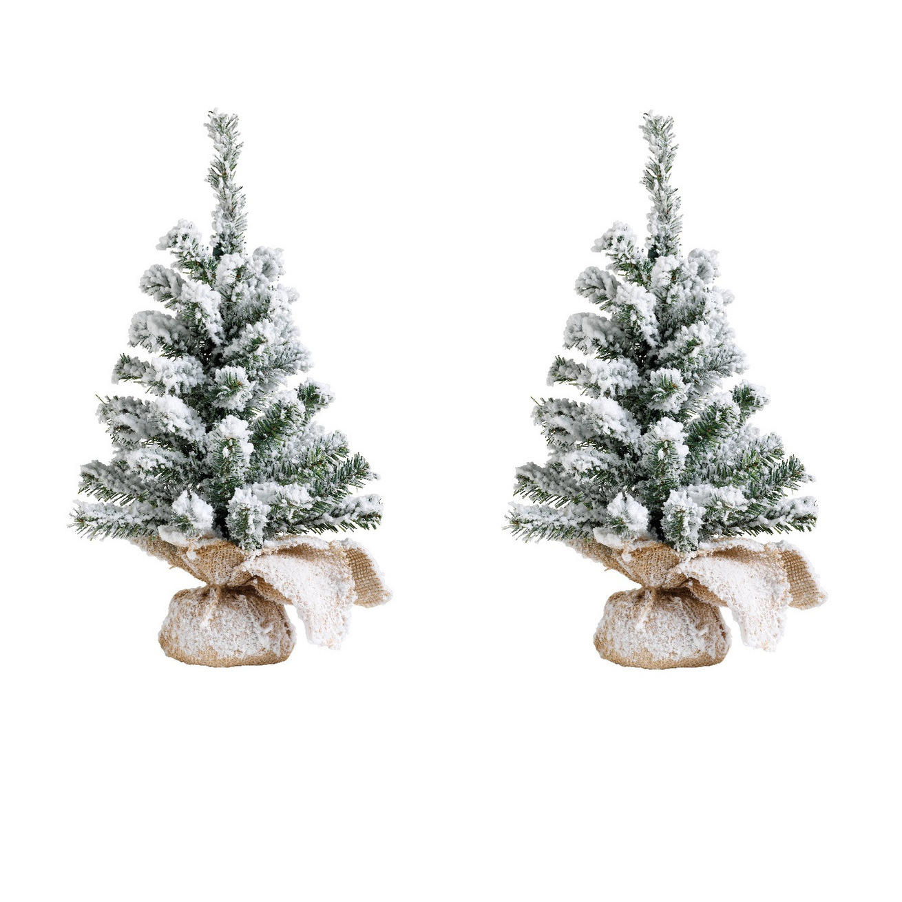 2x stuks kunstboom/kunst kerstboom groen met sneeuw 45 cm -