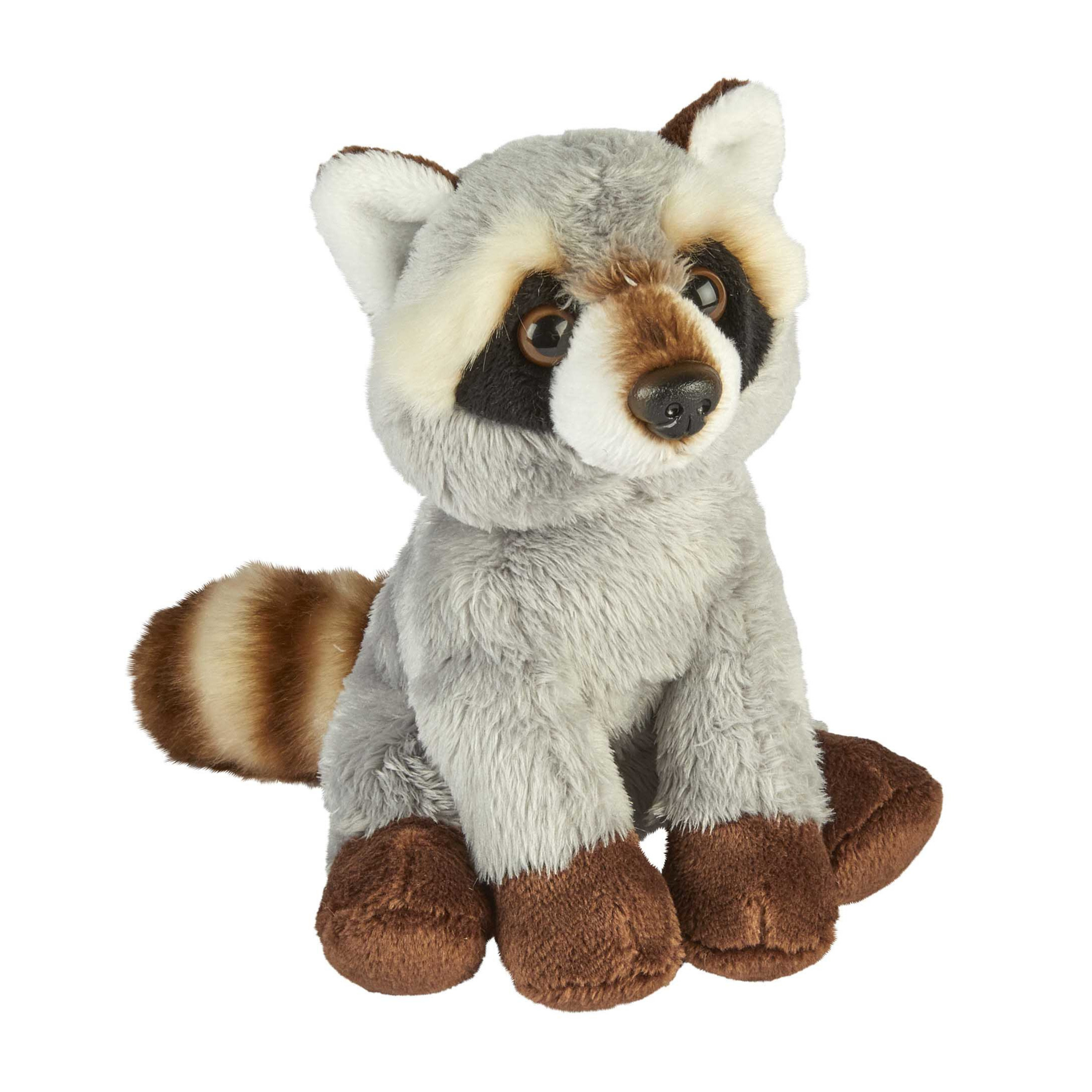 Ravensden Pluche knuffel dier Wasbeer - grijs - 15 cm - Wasberen knuffels -
