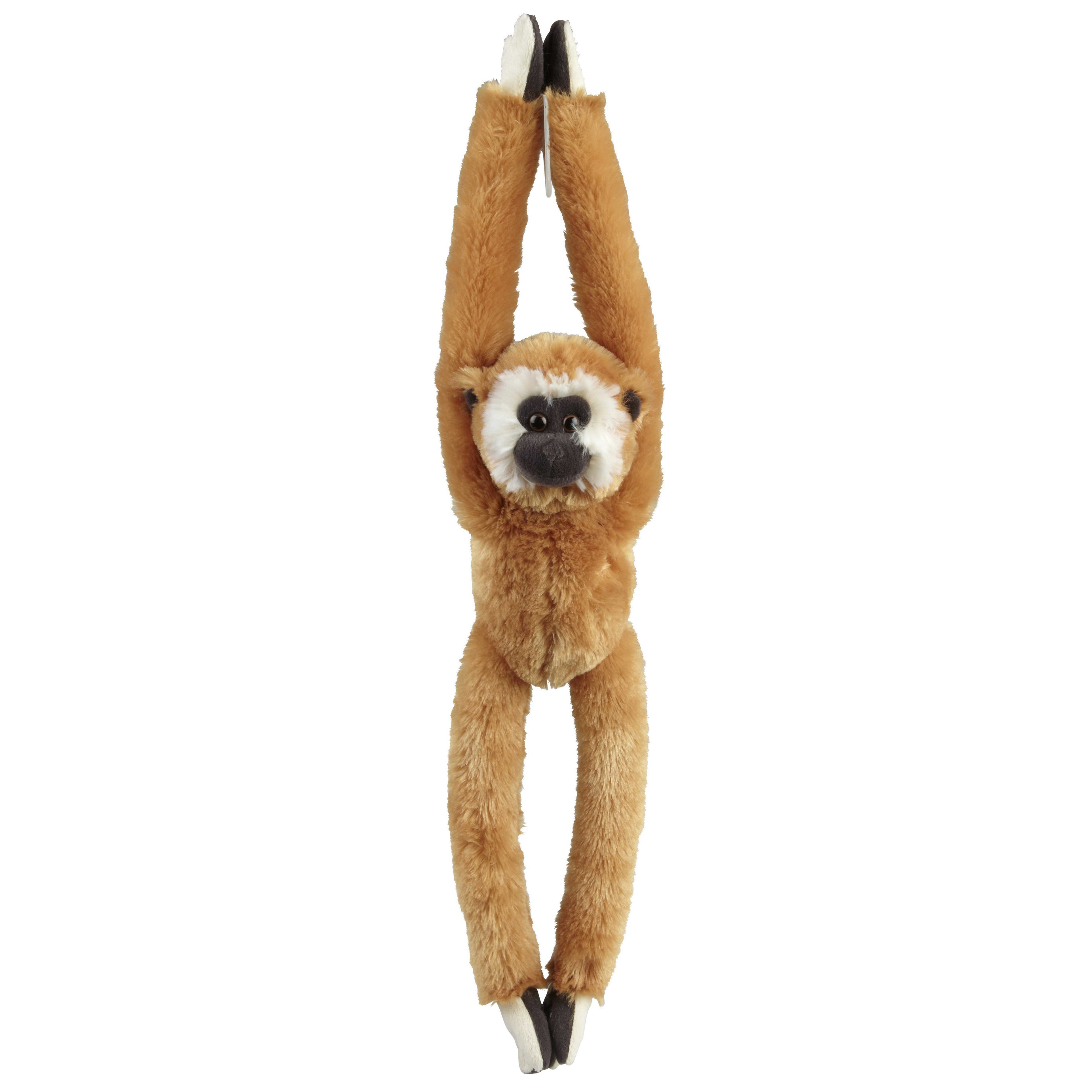 Pluche knuffel Gibbon aapje - hangend - bruin - 65 cm - Speelgoed apen knuffelbeesten -