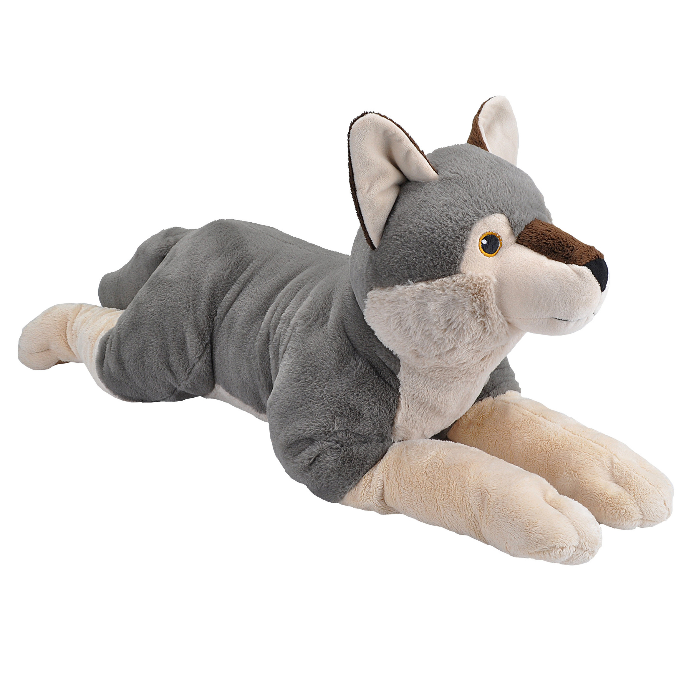 Wild Republic pluche knuffeldier Wolf - grijs - 41 cm - liggende knuffels - wolven -