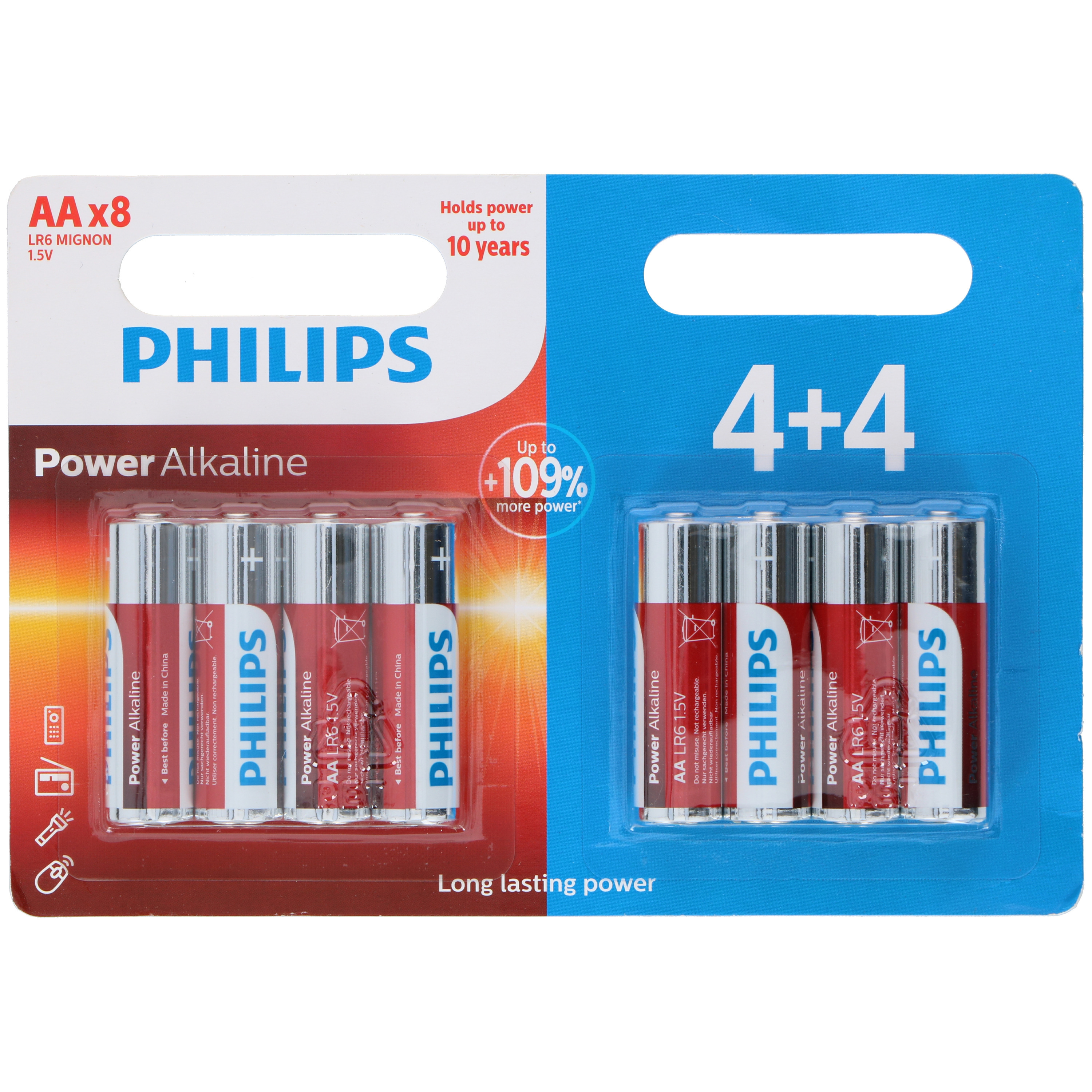 Batterijen Philips - 8x stuks - AA/Penlites - Alkaline -