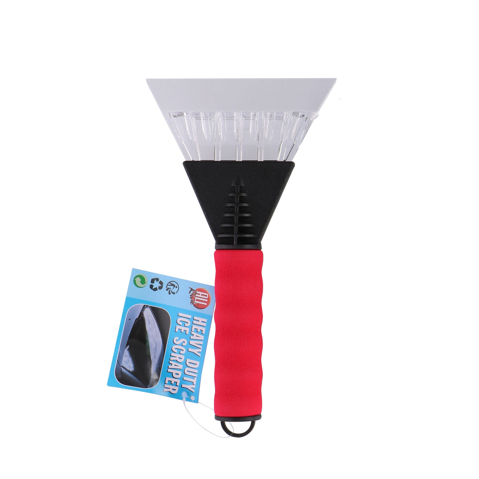 Autoraam ijskrabber met breed vlak van 13 cm rood -