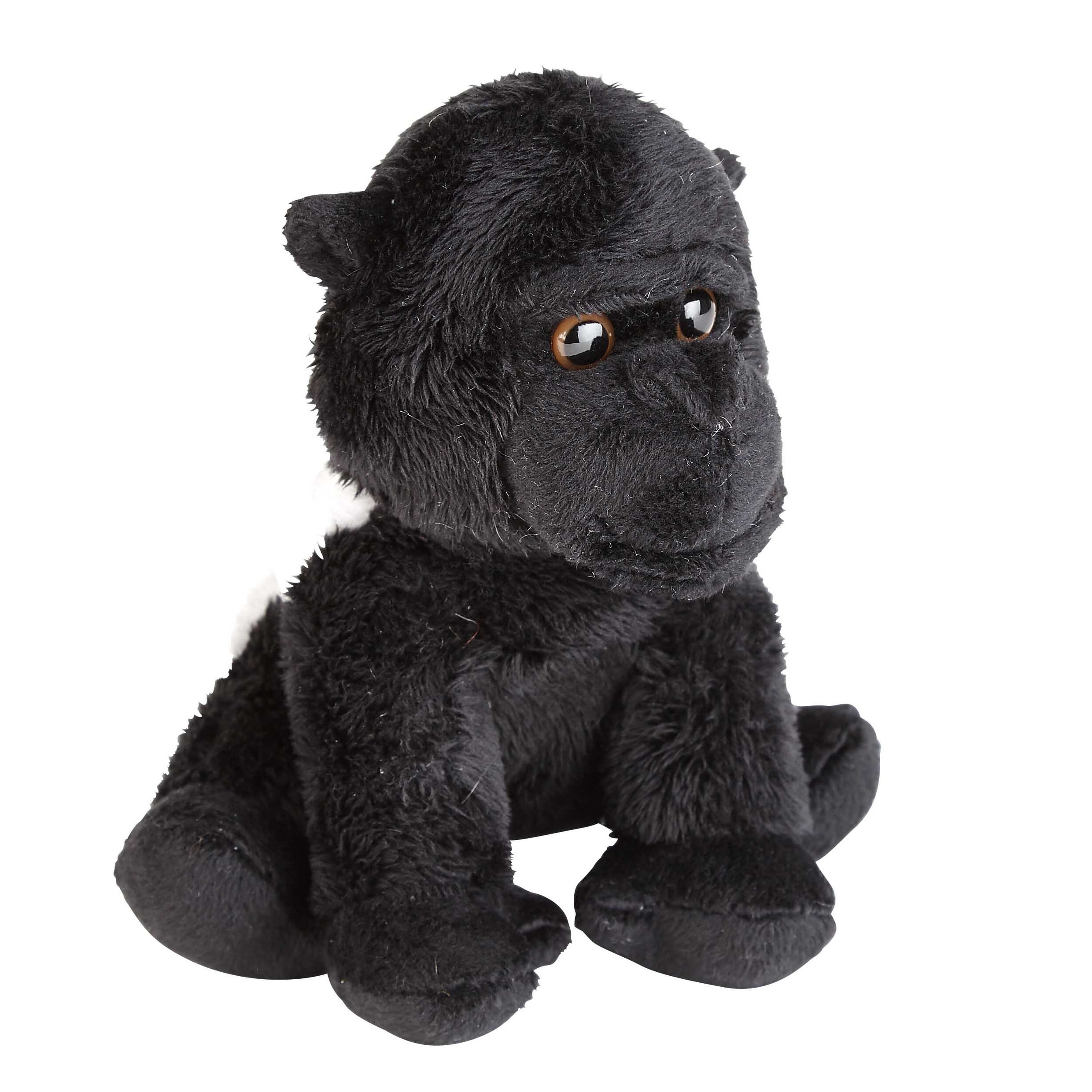 Ravensden pluche knuffel dier Gorilla aap - zwart - 15 cm - Speelgoed apen knuffelbeesten -