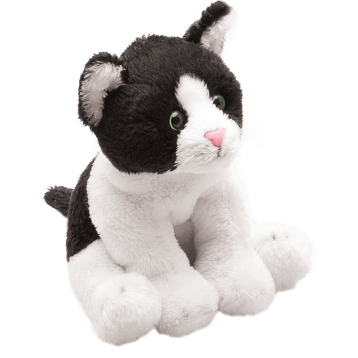 Suki Gifts Pluche knuffel dier zwart/witte lapjes kat/poes - 13 cm -