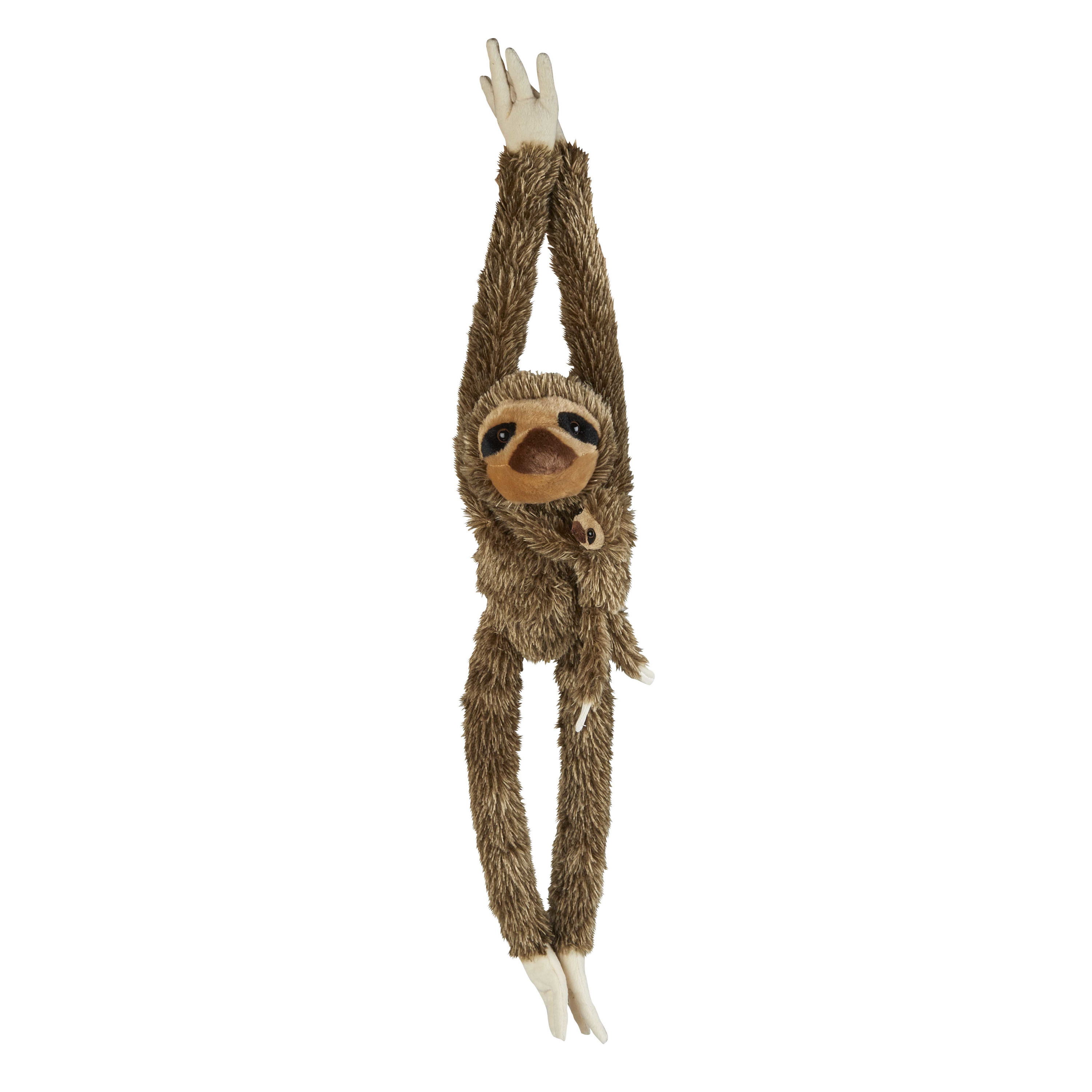Pluche knuffel dier hangende Luiaard met baby - 90 cm - Speelgoed dieren knuffels -