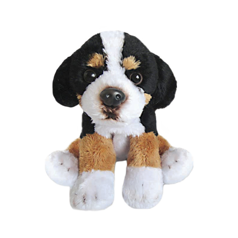 Suki Gifts pluche knuffel hond Berner Sennen - 13 cm - bruin/zwart - Honden knuffels -