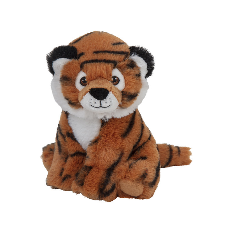 Nature Planet Pluche bruine tijger knuffel - 16 cm - Wilde dieren knuffels -