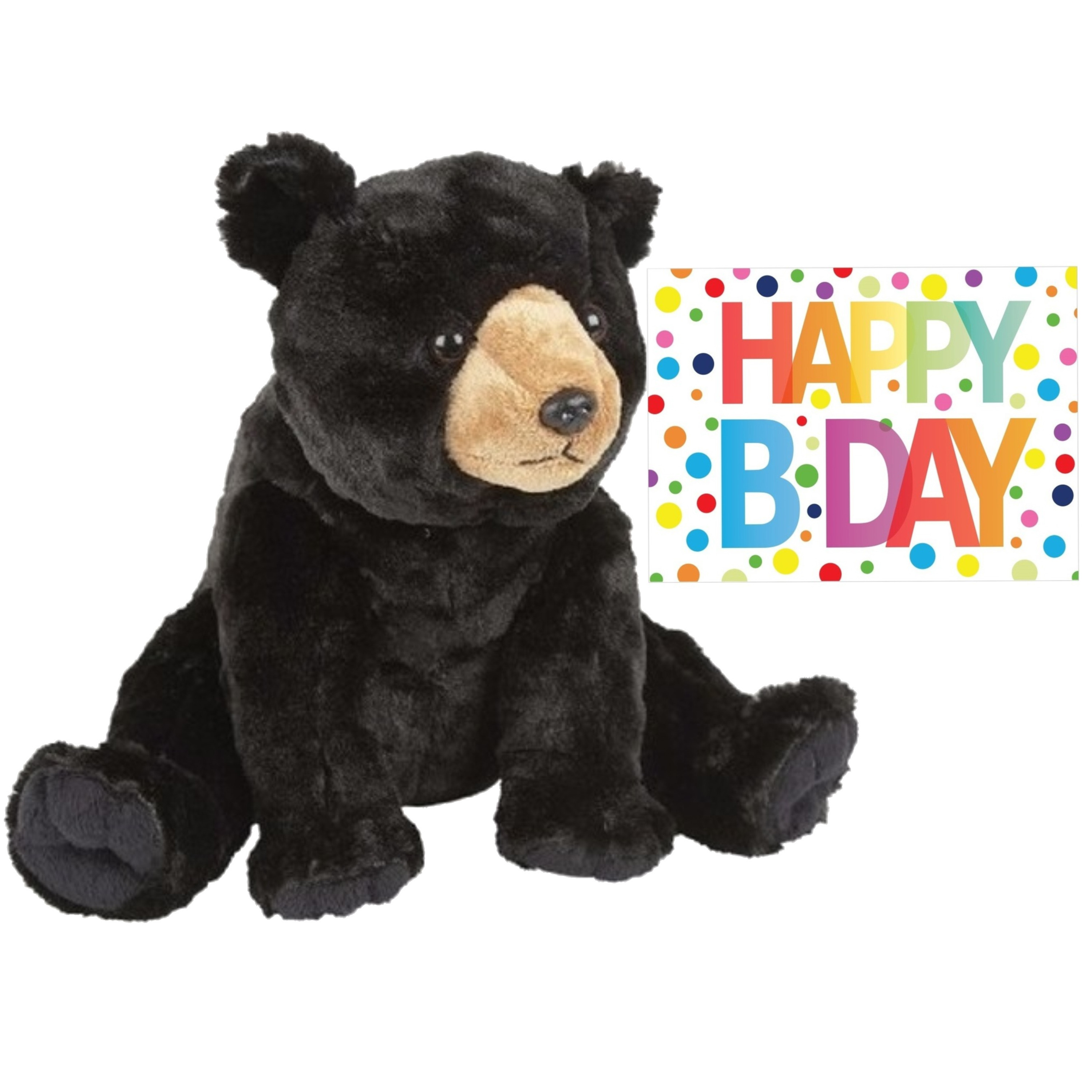 Pluche knuffel knuffelbeer 30 cm met A5-size Happy Birthday wenskaart -