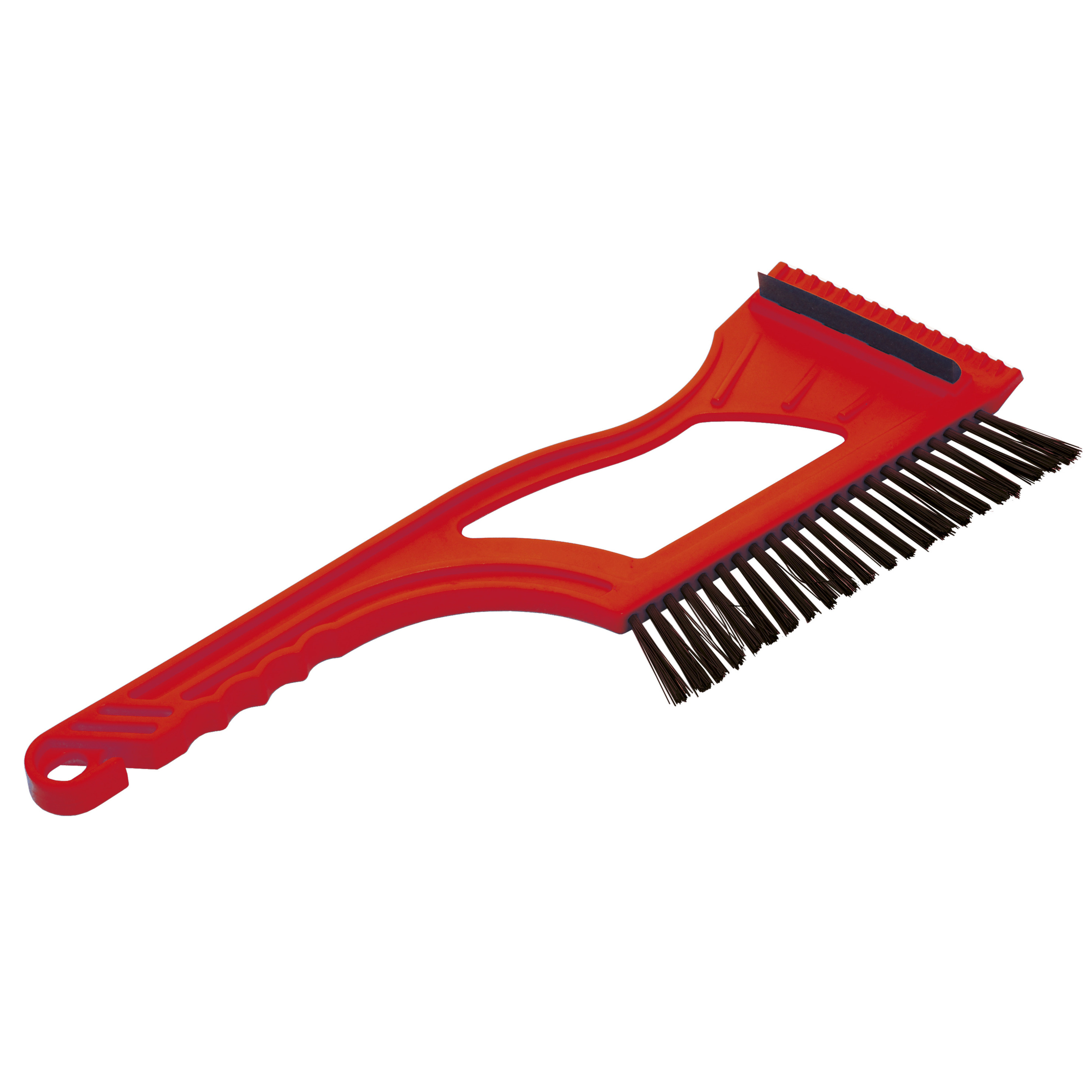 IJskrabber/raamkrabber rood kunststof met borstel en rubberen trekker 12 x 40 cm -