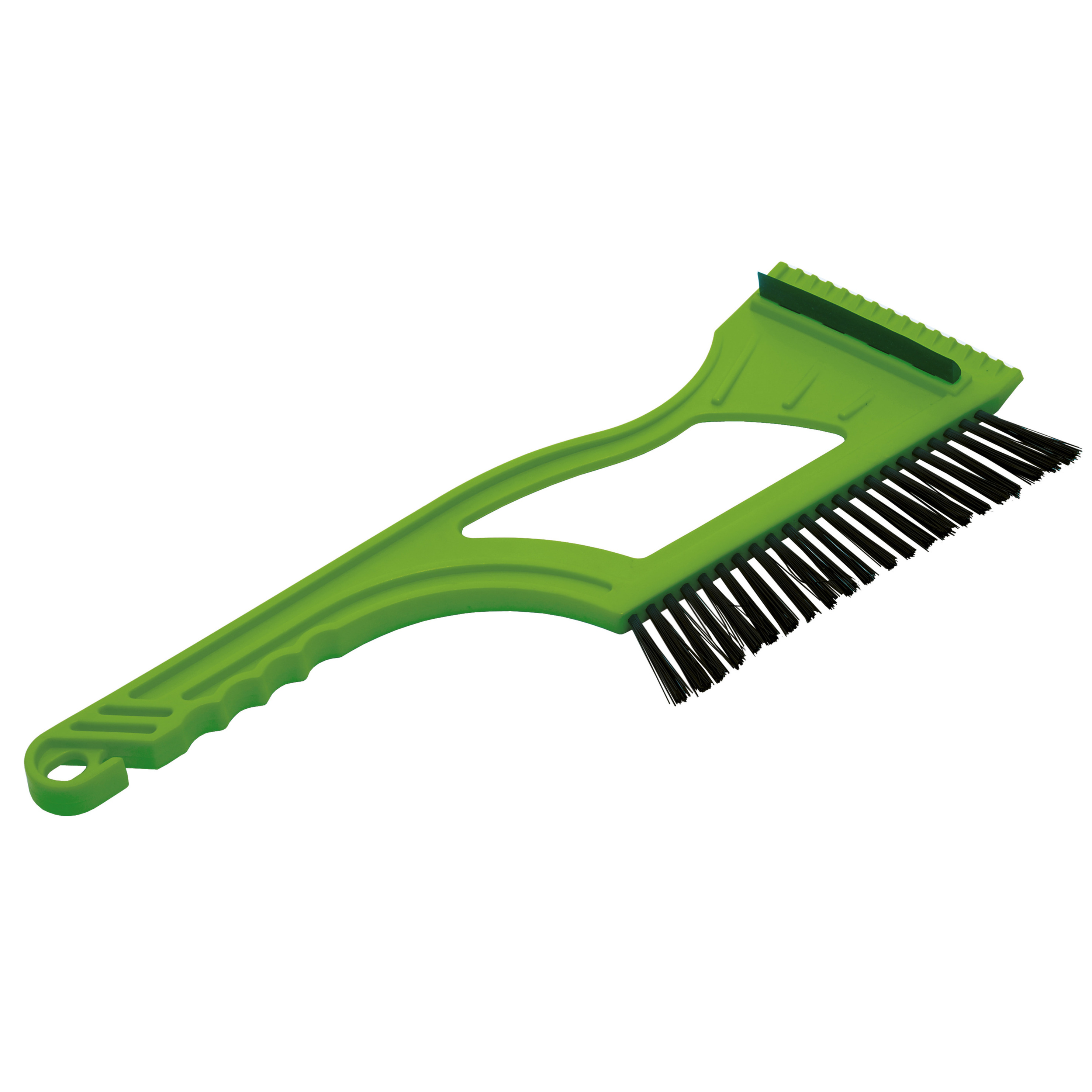 IJskrabber/raamkrabber groen kunststof met borstel en rubberen trekker 12 x 40 cm -