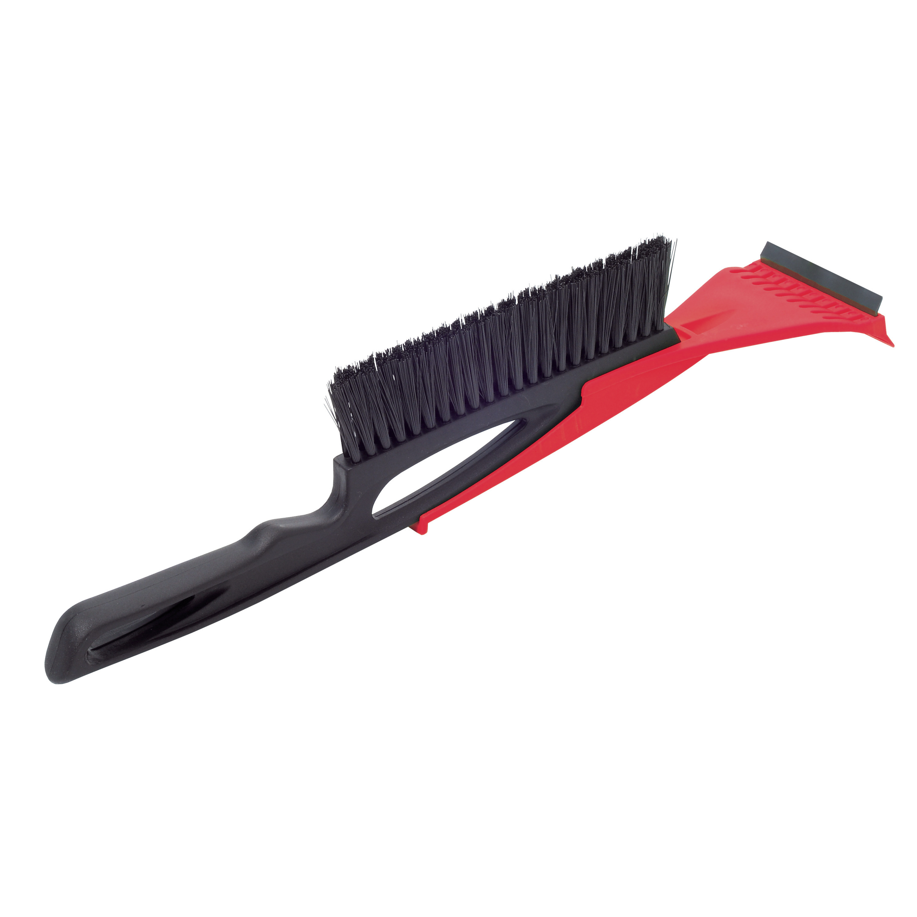 IJskrabber/raamkrabber rood kunststof 2-in-1 met rubberen trekker en borstel 9 x 40 cm -