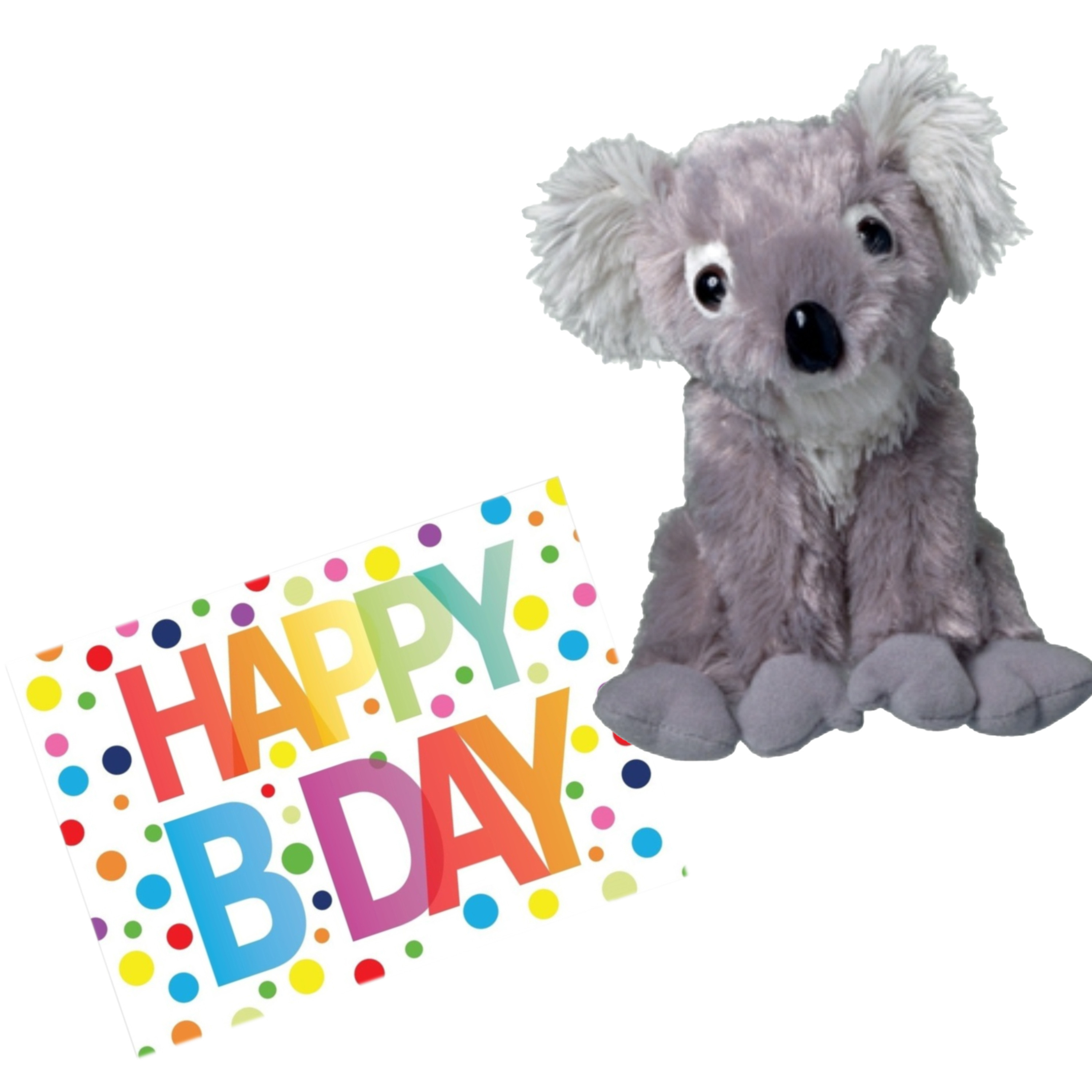 Pluche knuffel koala beer 20 cm met A5-size Happy Birthday wenskaart -