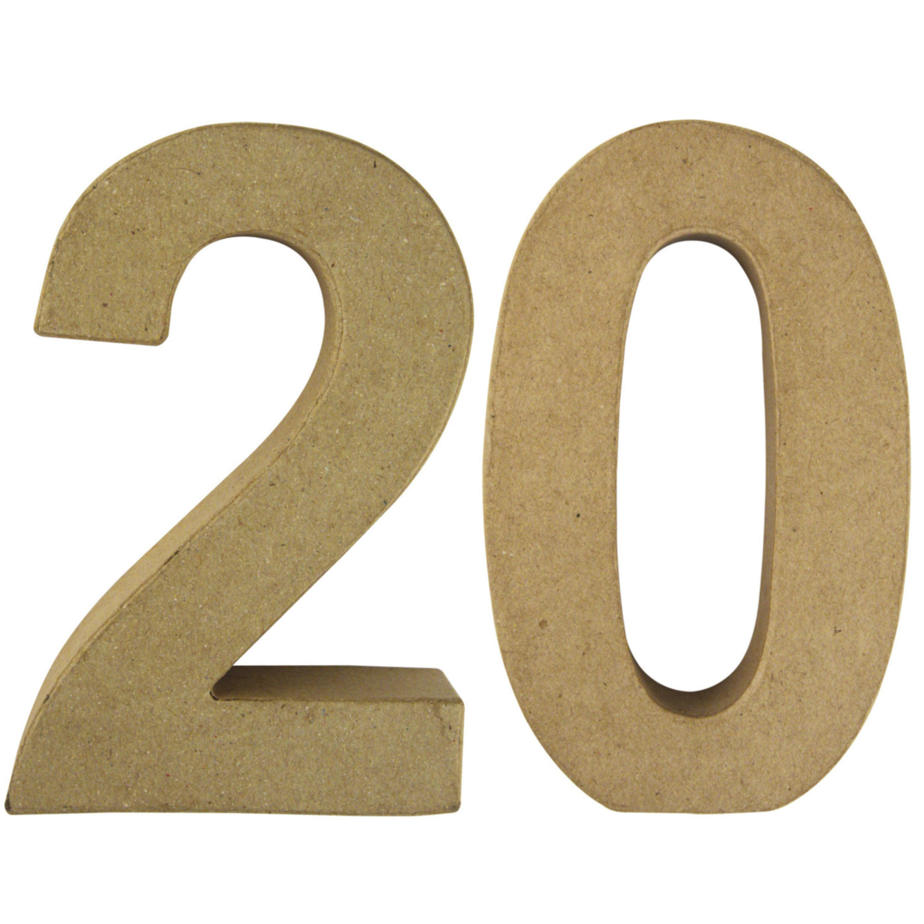 Leeftijd 20 jaar Papier mache 3D hobby knutsel cijfers setje van 15 x 9 x 3 cm -