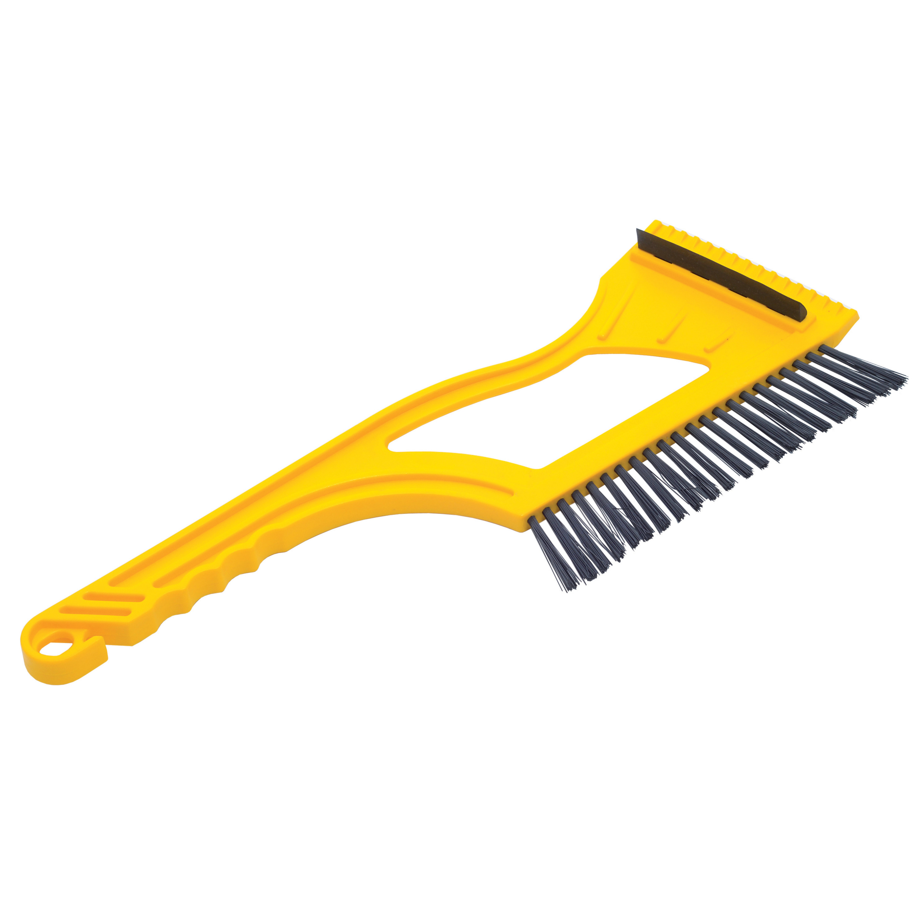 IJskrabber/raamkrabber geel kunststof met borstel en rubberen trekker 12 x 40 cm -