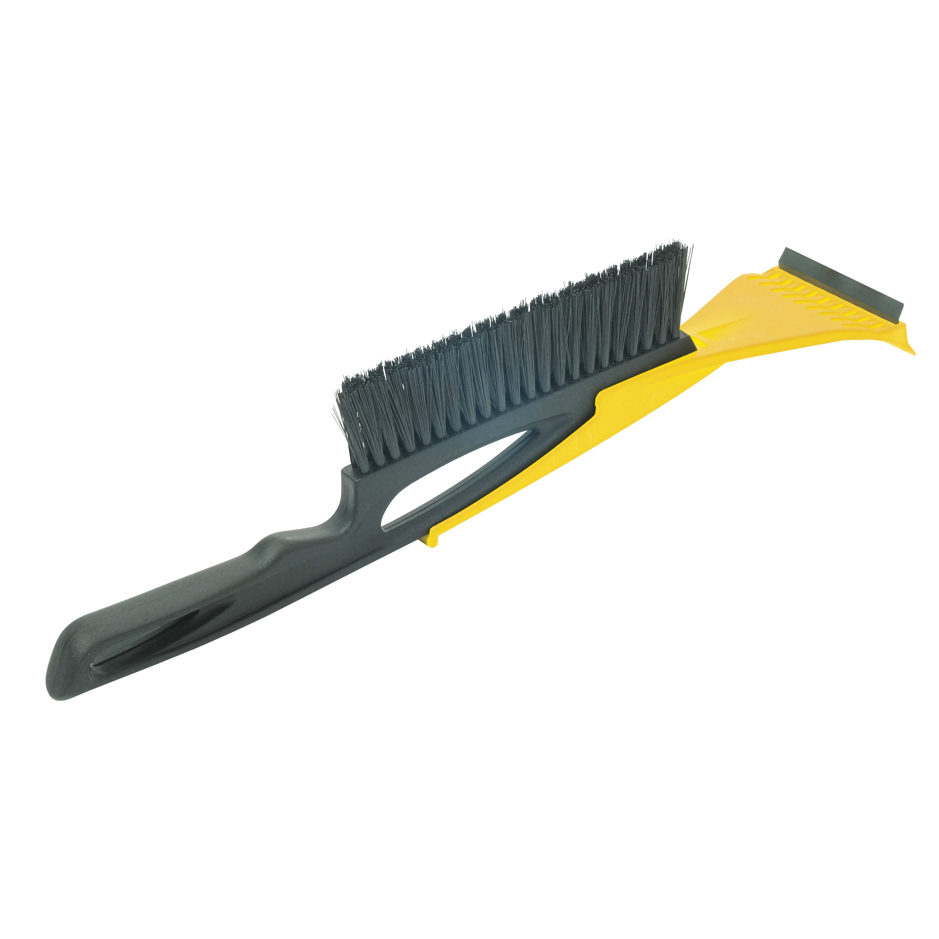 IJskrabber/raamkrabber geel kunststof 2-in-1 met rubberen trekker en borstel 9 x 40 cm -