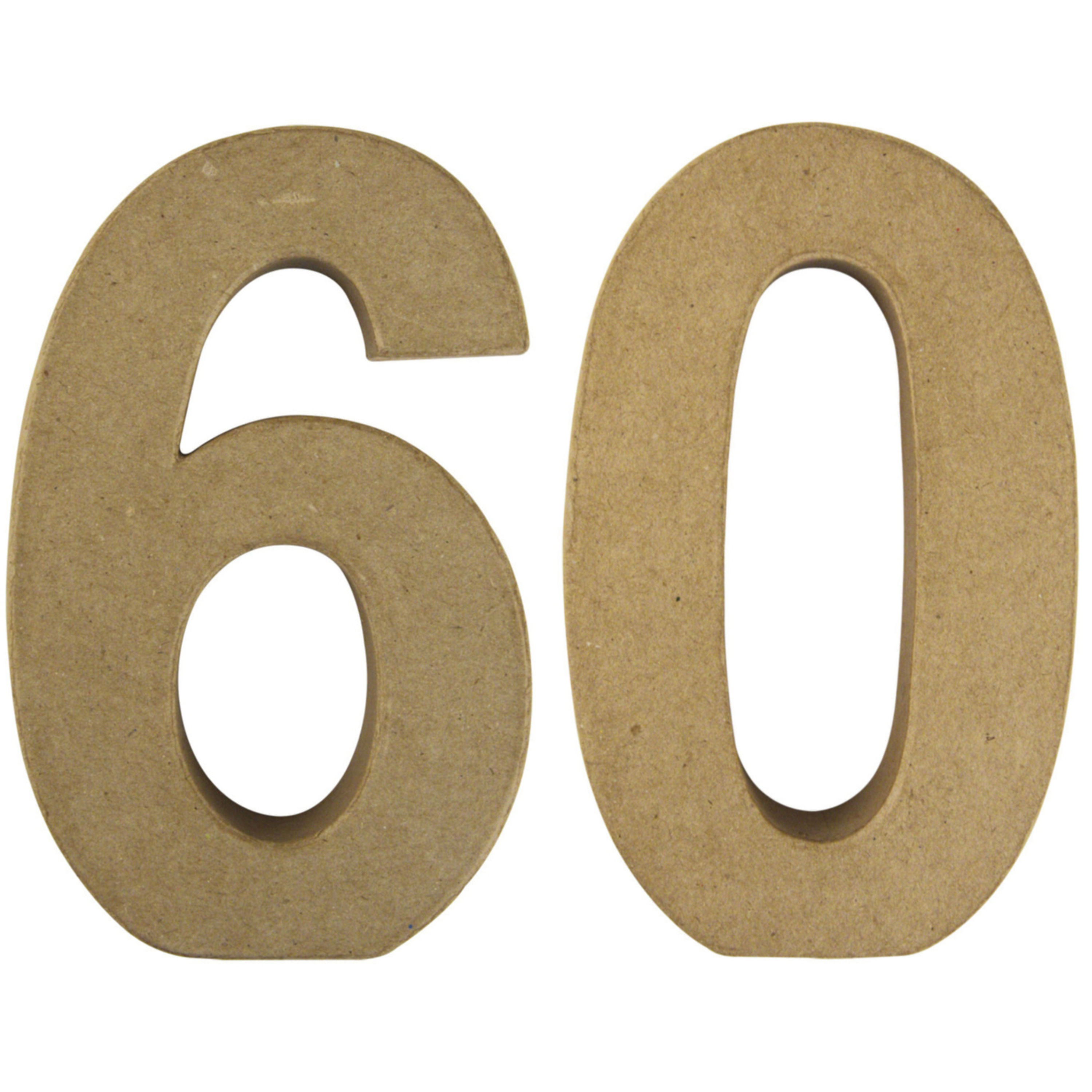 Leeftijd 60 jaar Papier mache 3D hobby knutsel cijfers setje van 15 x 9 x 3 cm -