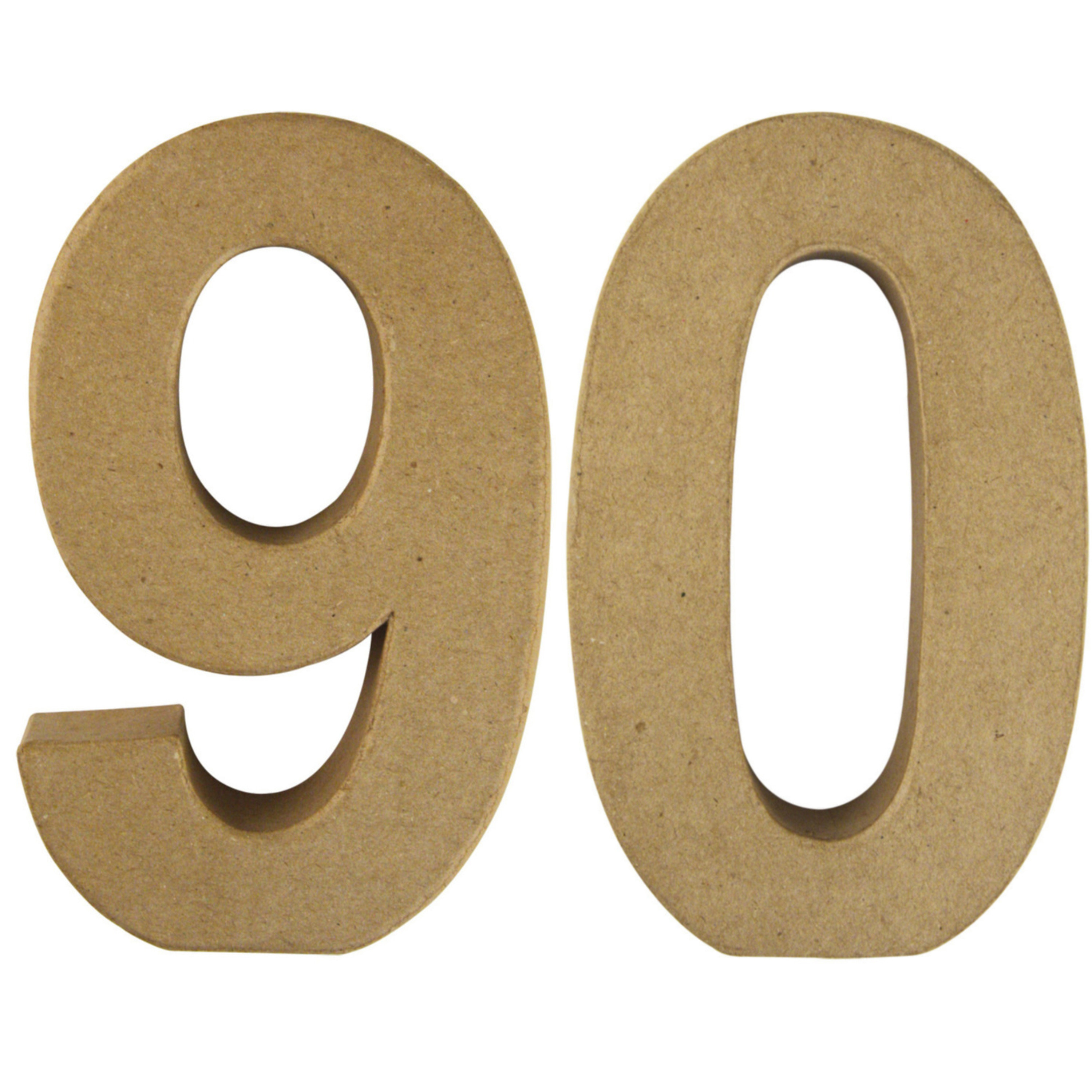 Leeftijd 90 jaar Papier mache 3D hobby knutsel cijfers setje van 15 x 9 x 3 cm -