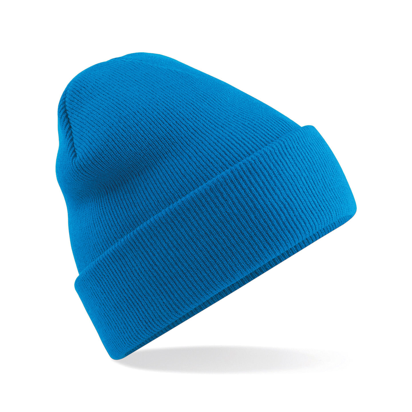 Beechfield dames/heren wintermuts - 100% soft Acryl - saffier blauw - omslag band One size -