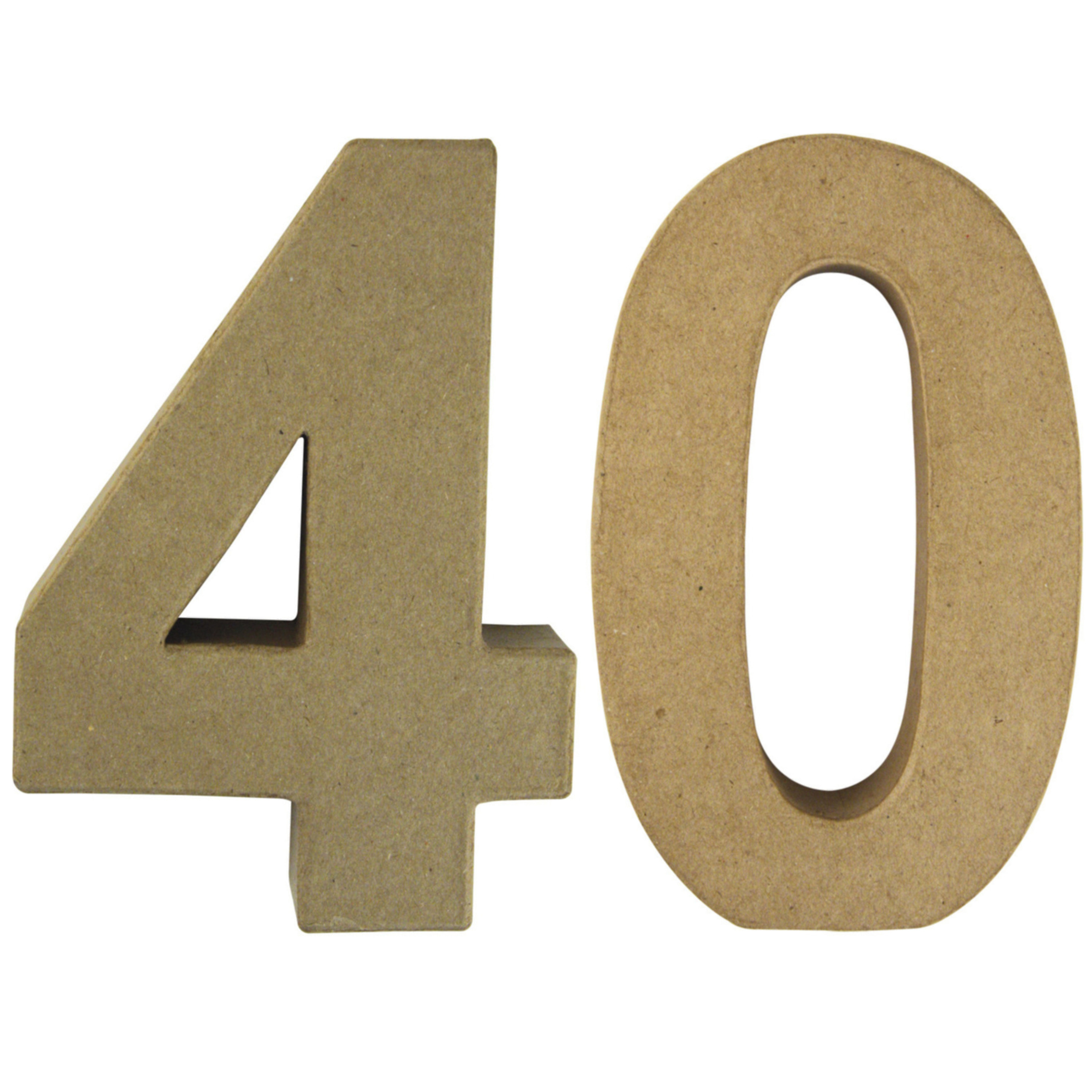 Leeftijd 40 jaar Papier mache 3D hobby knutsel cijfers setje van 15 x 9 x 3 cm -