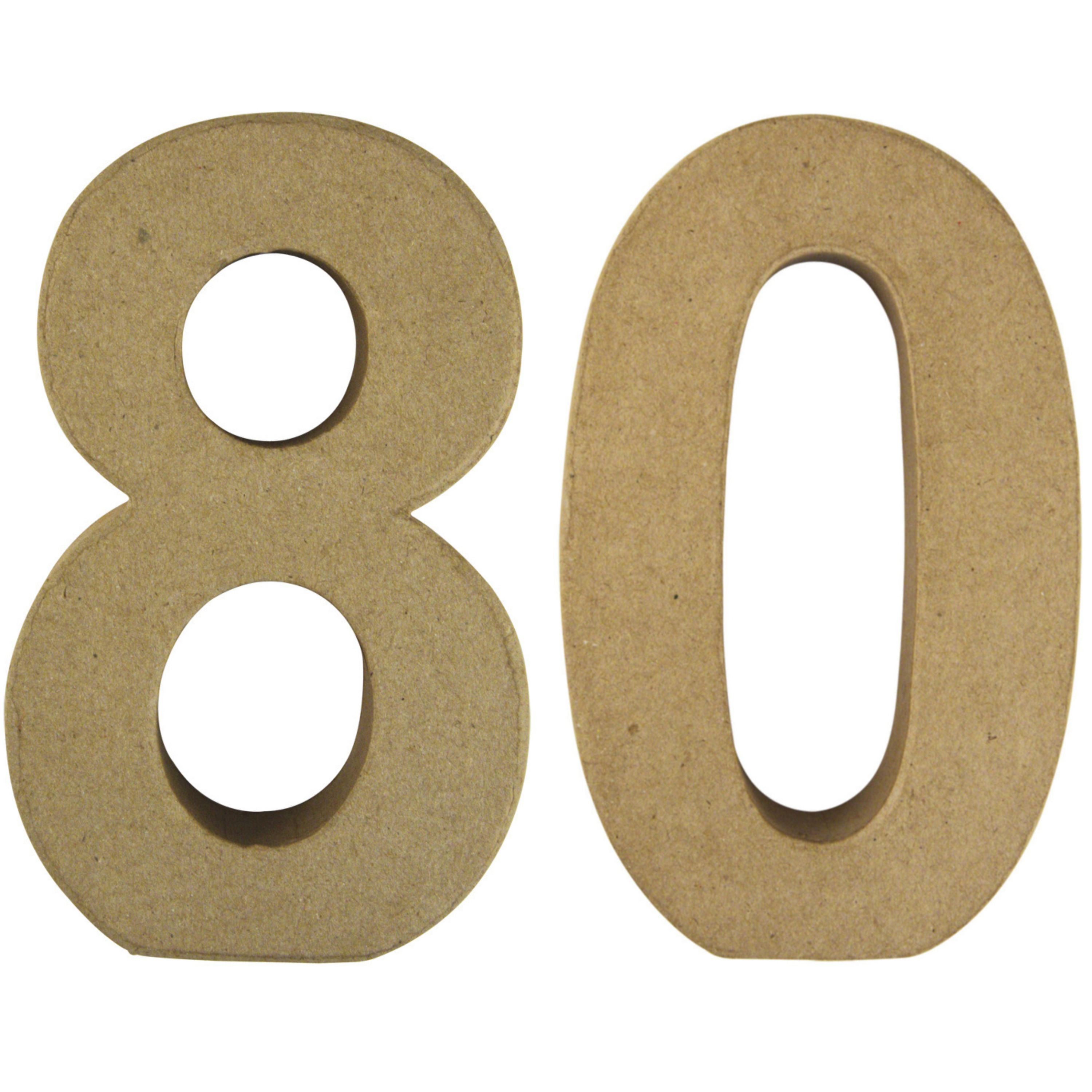 Leeftijd 80 jaar Papier mache 3D hobby knutsel cijfers setje van 15 x 9 x 3 cm -