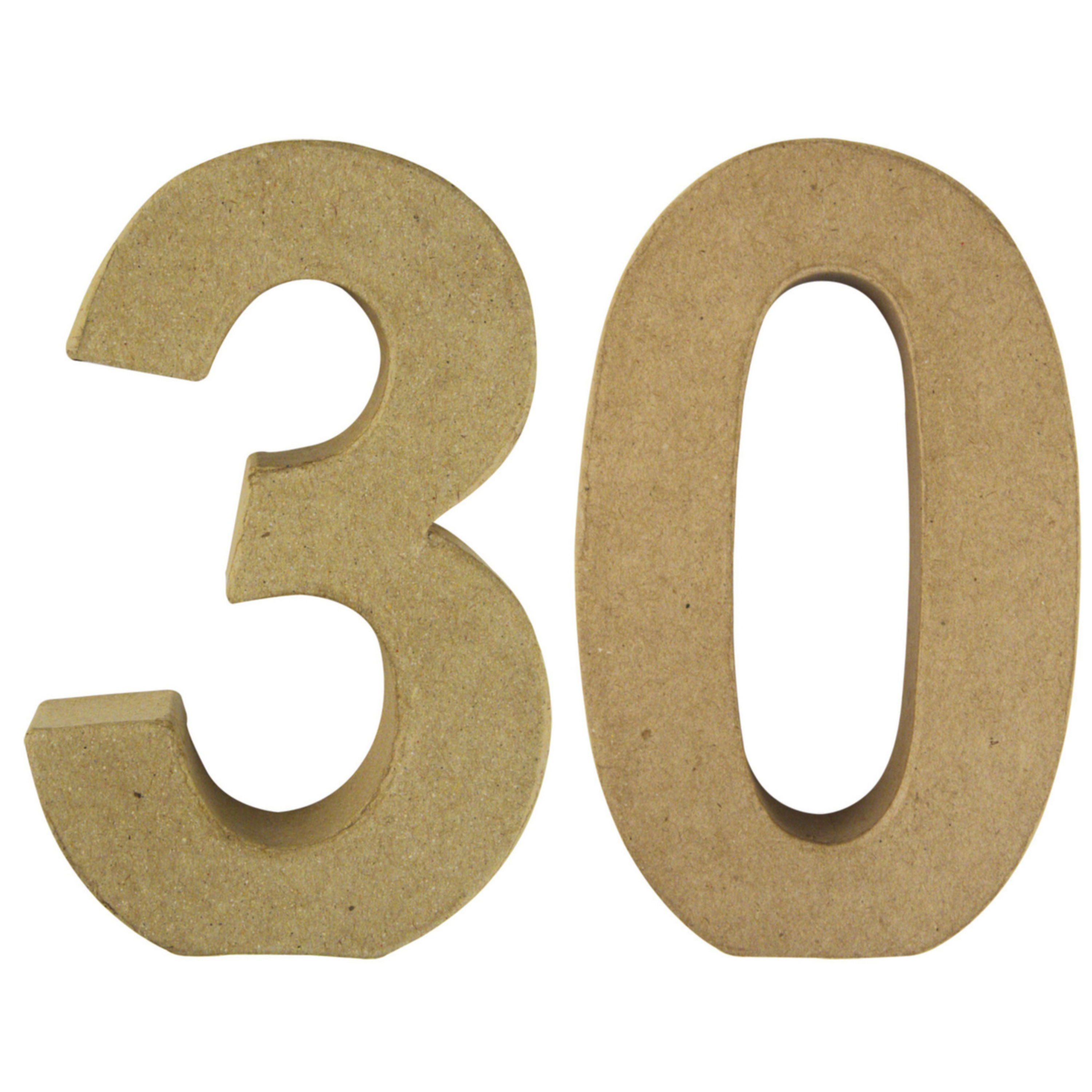 Leeftijd 30 jaar Papier mache 3D hobby knutsel cijfers setje van 15 x 9 x 3 cm -