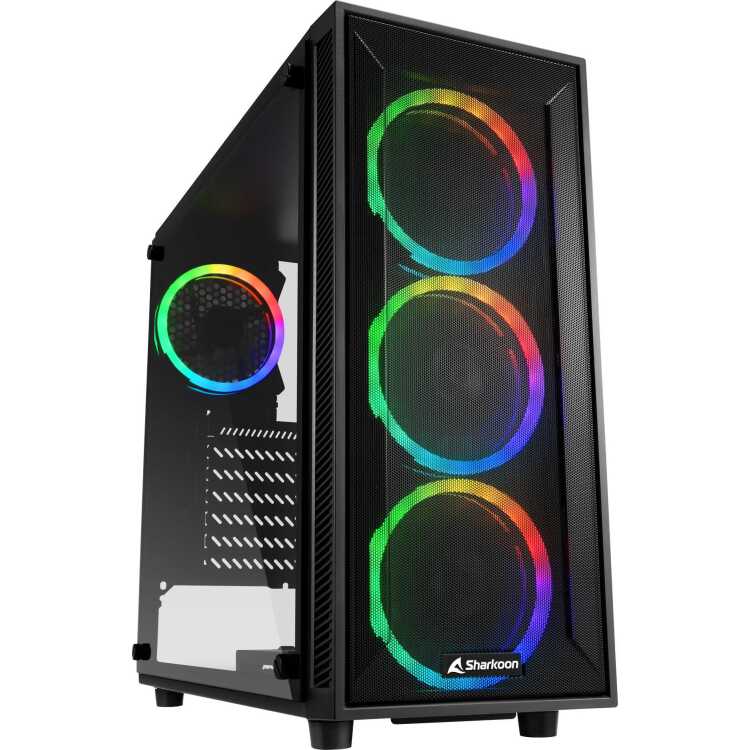 Sharkoon TG4M RGB tower behuizing 2x USB-A | RGB | Tempered Glass