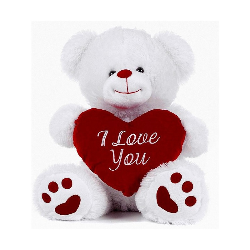 Moederdag/Valentijn cadeau knuffelbeer I Love You hartje 26 cm -