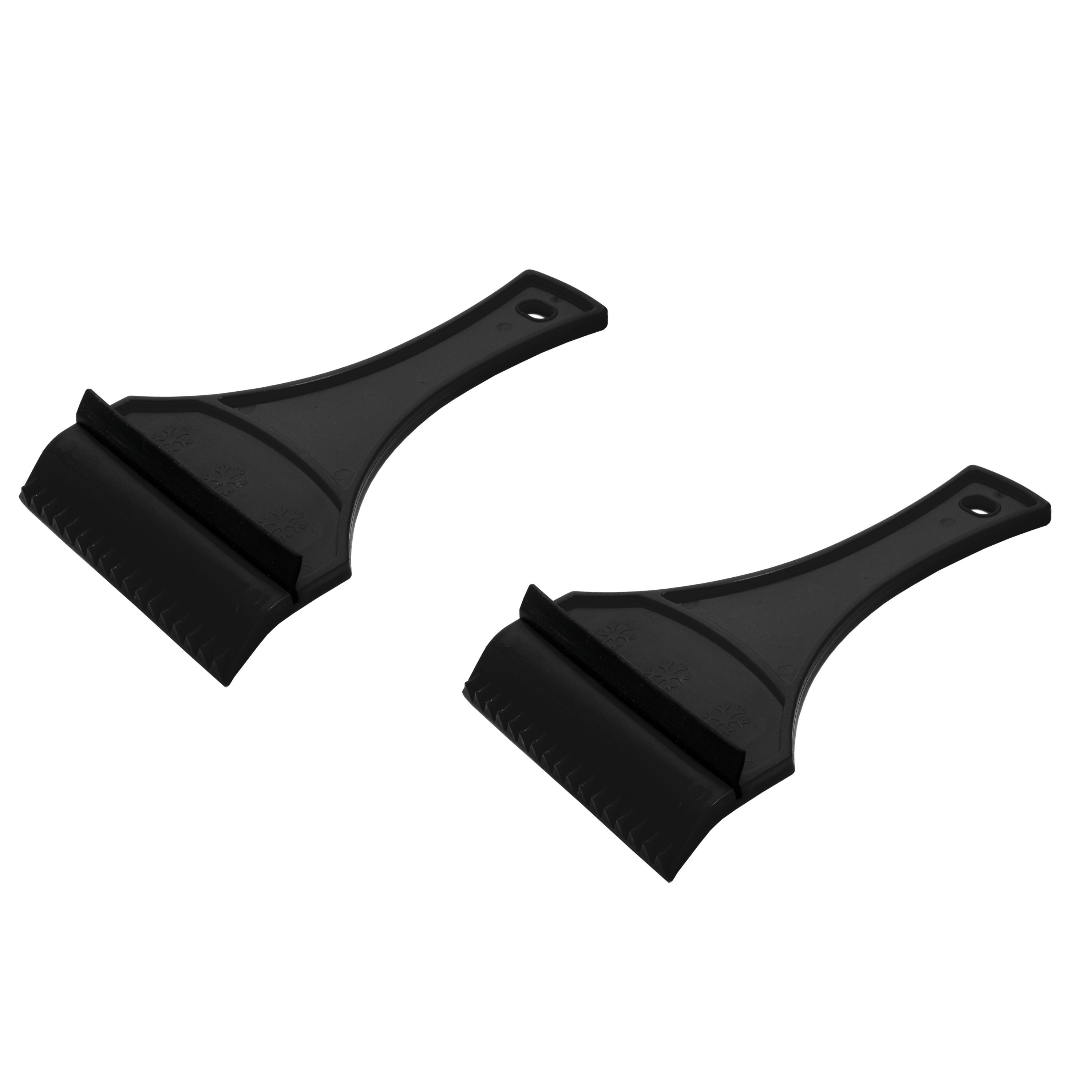 2x stuks ijskrabber/raamkrabber zwart kunststof met rubberen trekker 12 x 18 cm -