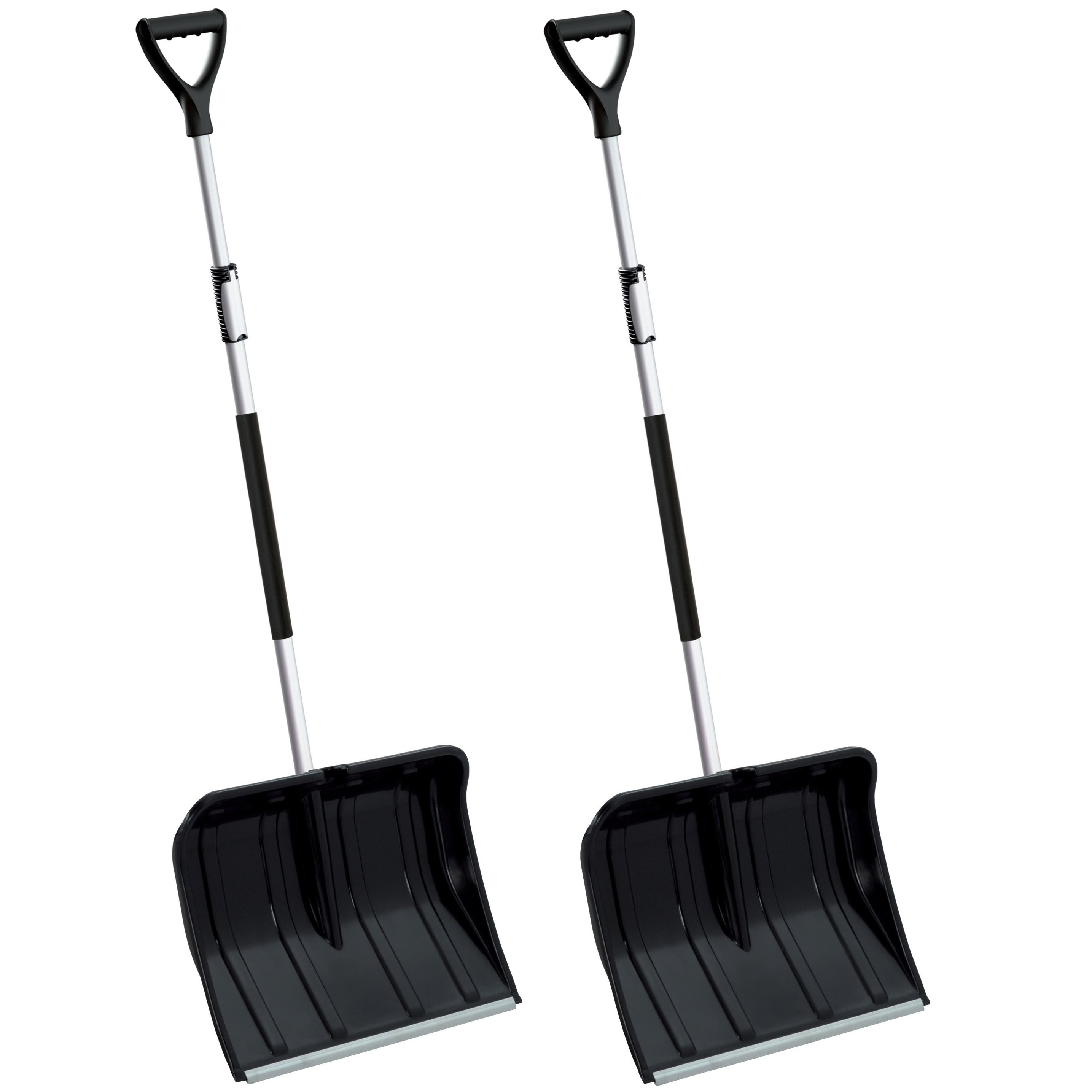 2x stuks sneeuwscheppen / sneeuwschuivers zwart telescopische steel 120 - 160 cm -