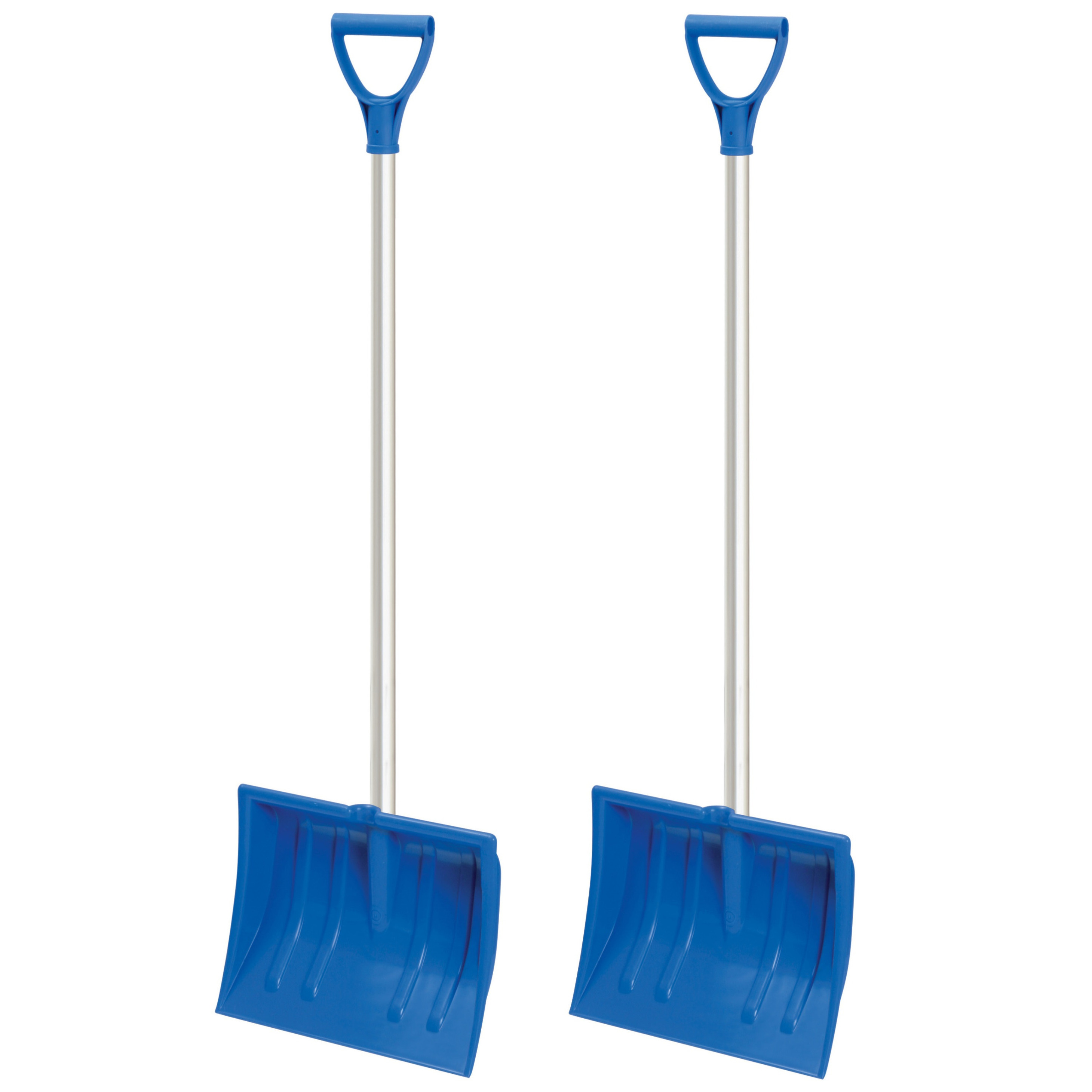 2x stuks compacte sneeuwscheppen / sneeuwschuivers blauw aluminium steel 94 cm -