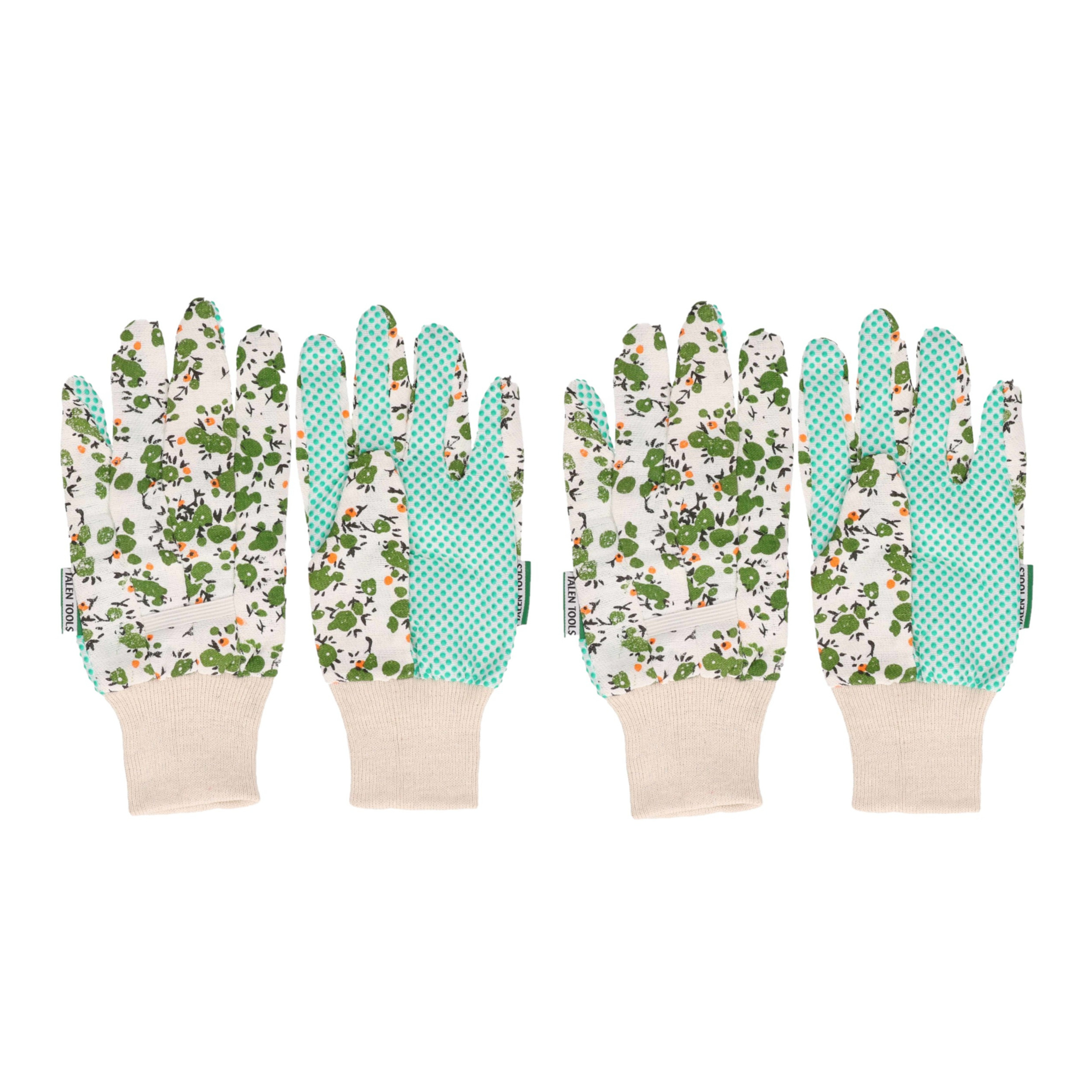 3x paar groene tuin/werkhandschoenen bloemetjesprint -