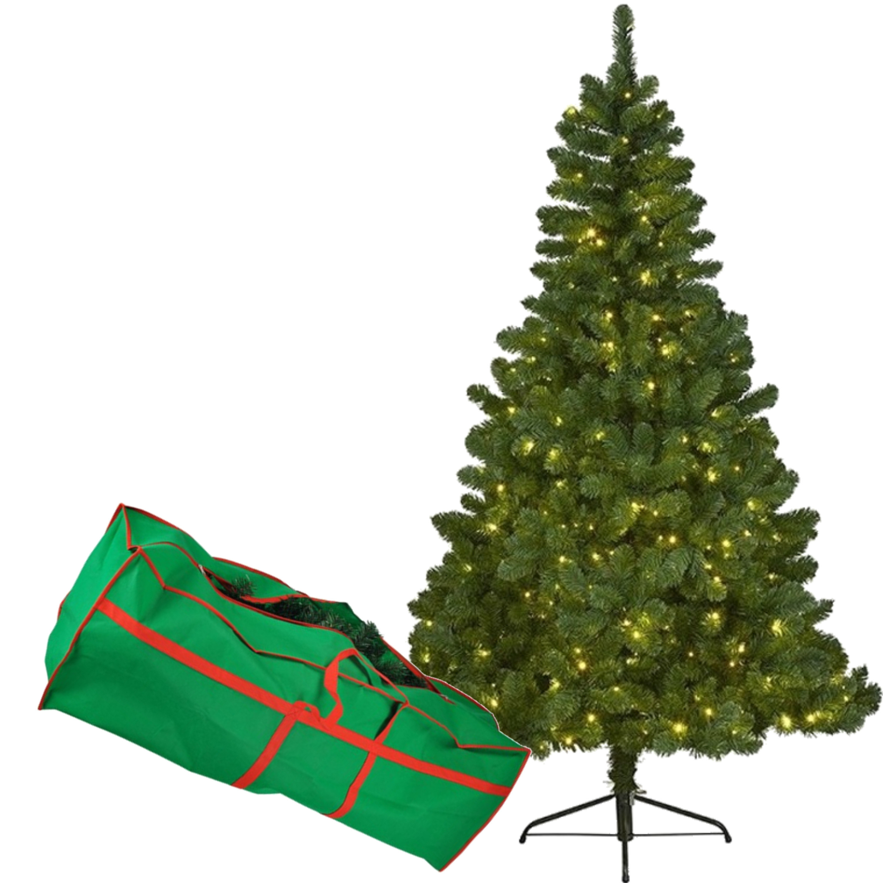 Verlichte kunst kerstboom/dennenboom klein formaat 120 cm + opbergtas -