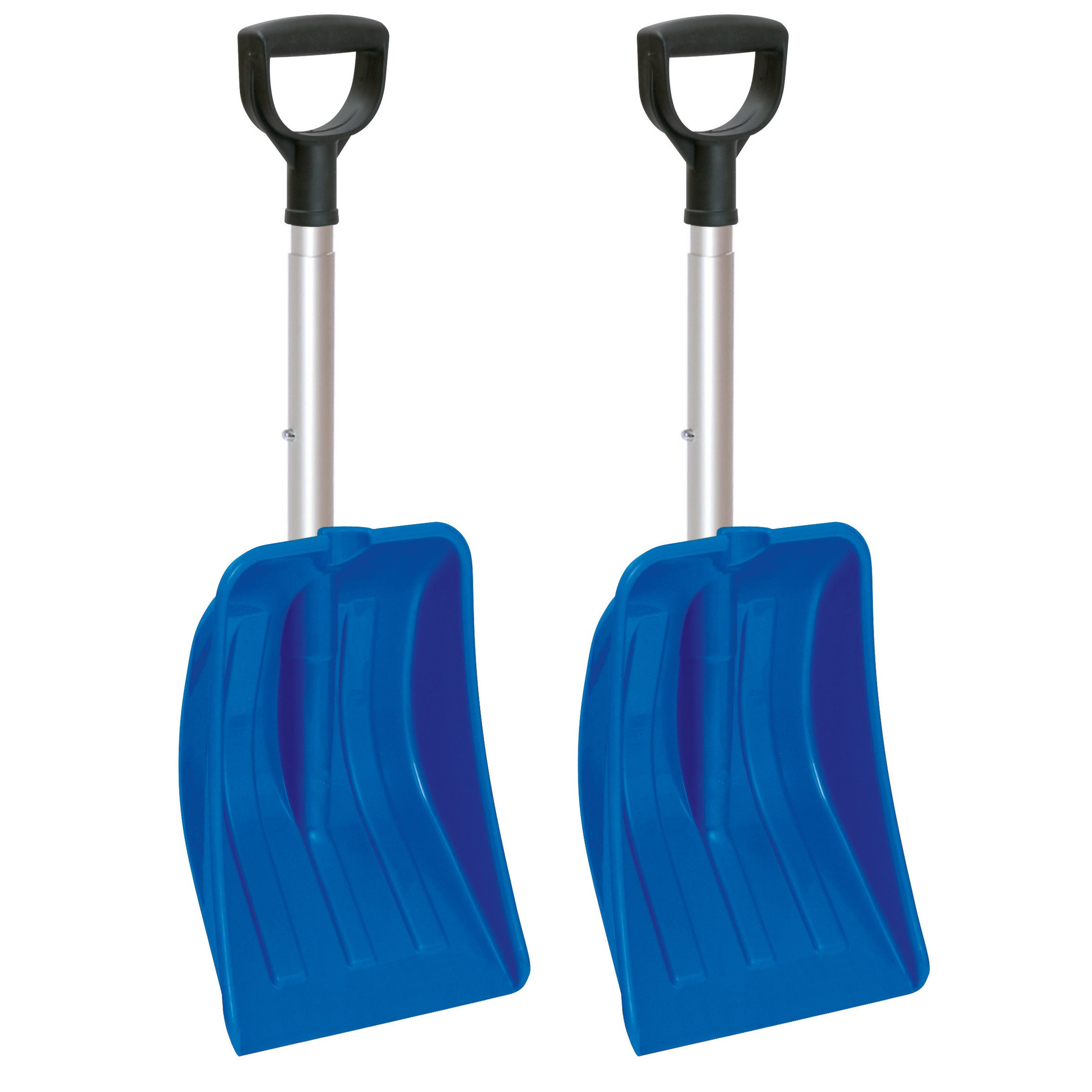 2x stuks compacte sneeuwscheppen / sneeuwschuivers blauw uitschuifbare steel 69 - 83 cm -