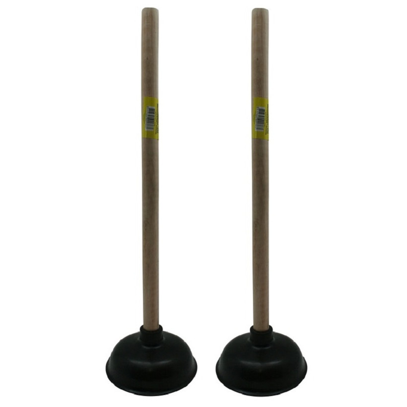 2x stuks toilet/gootsteen ontstoppers ploppers zwart 40 cm -