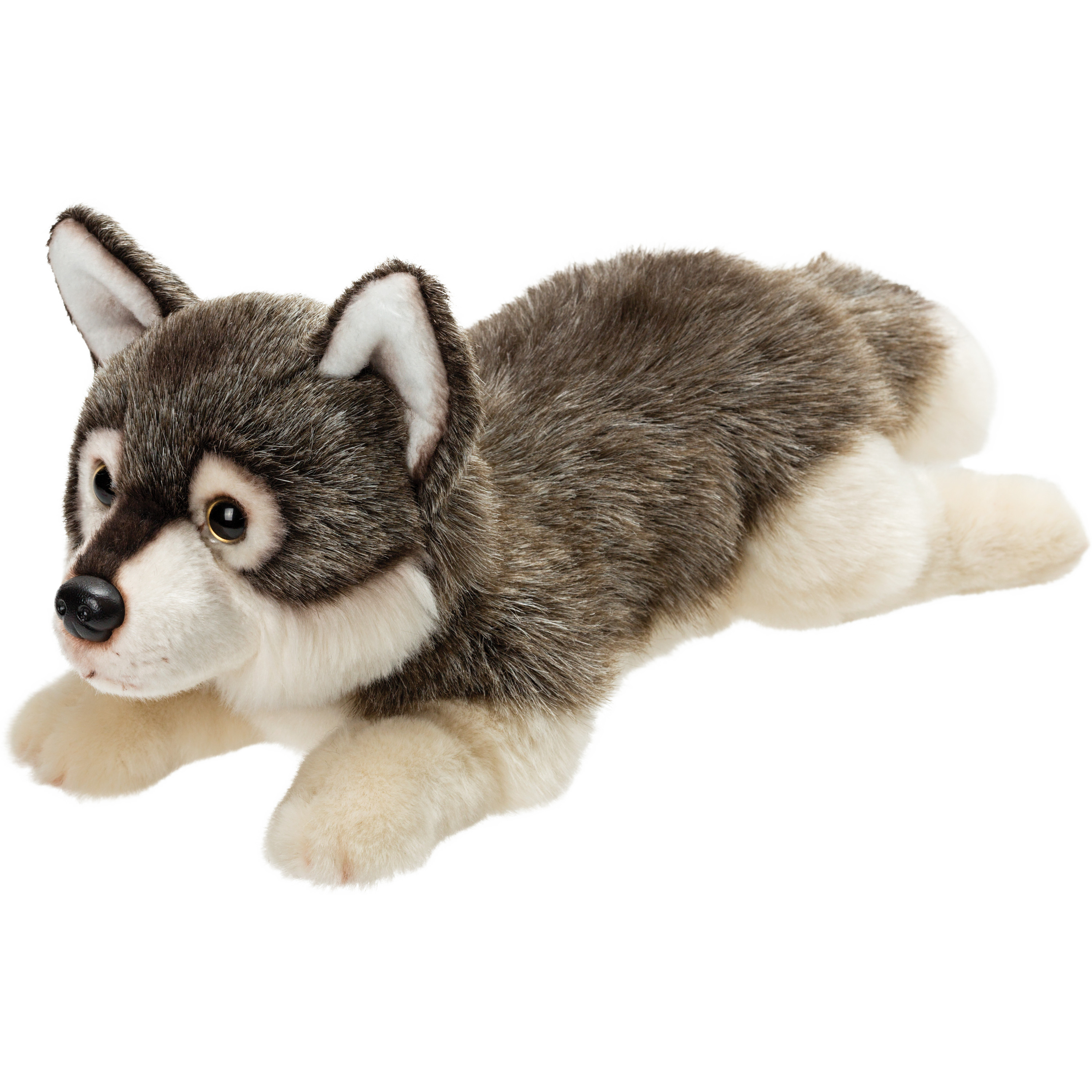 Suki Gifts Pluche knuffel dier Grijze Wolf - 33 cm - Wolven knuffels -