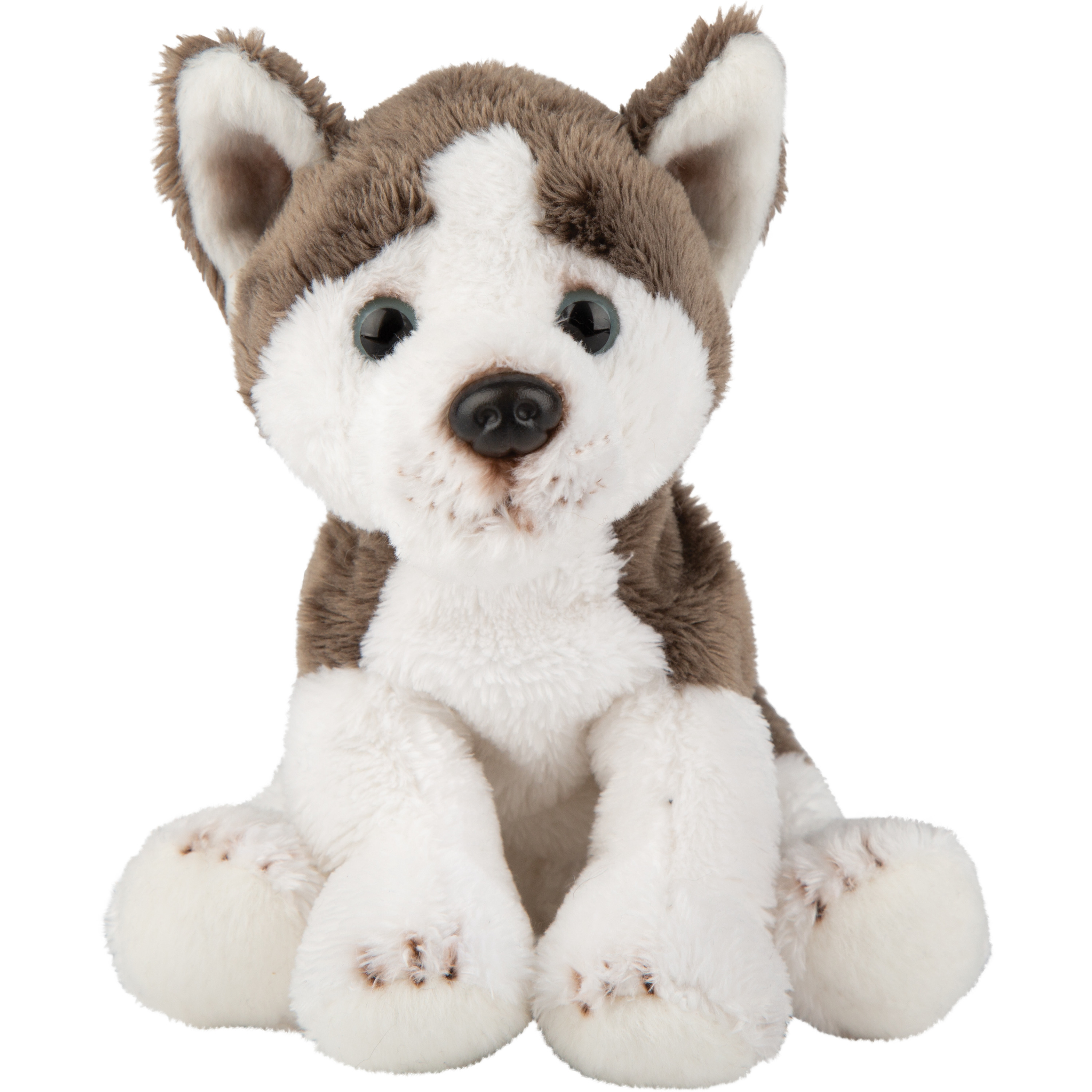 Suki Gifts pluche knuffel hond Husky - 13 cm - grijs/wit - Honden knuffels -