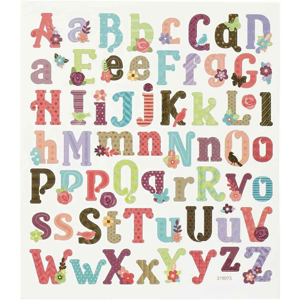 Alfabet stickers - 236x - gekleurd - stickervel 15 x 16,5 cm - plakletters -