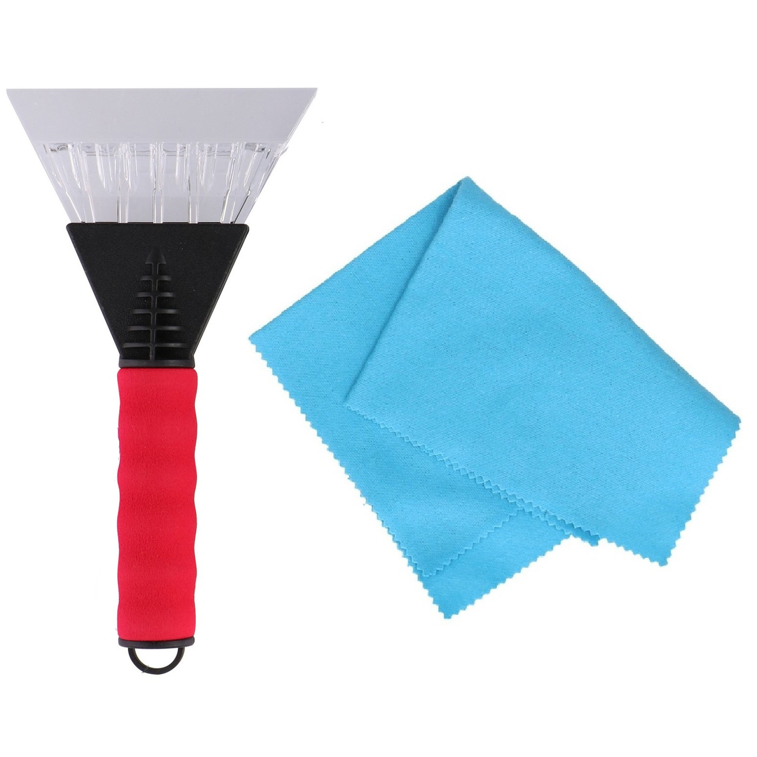 Autoramen IJskrabber soft grip rood 25 cm met anti-condens doek -