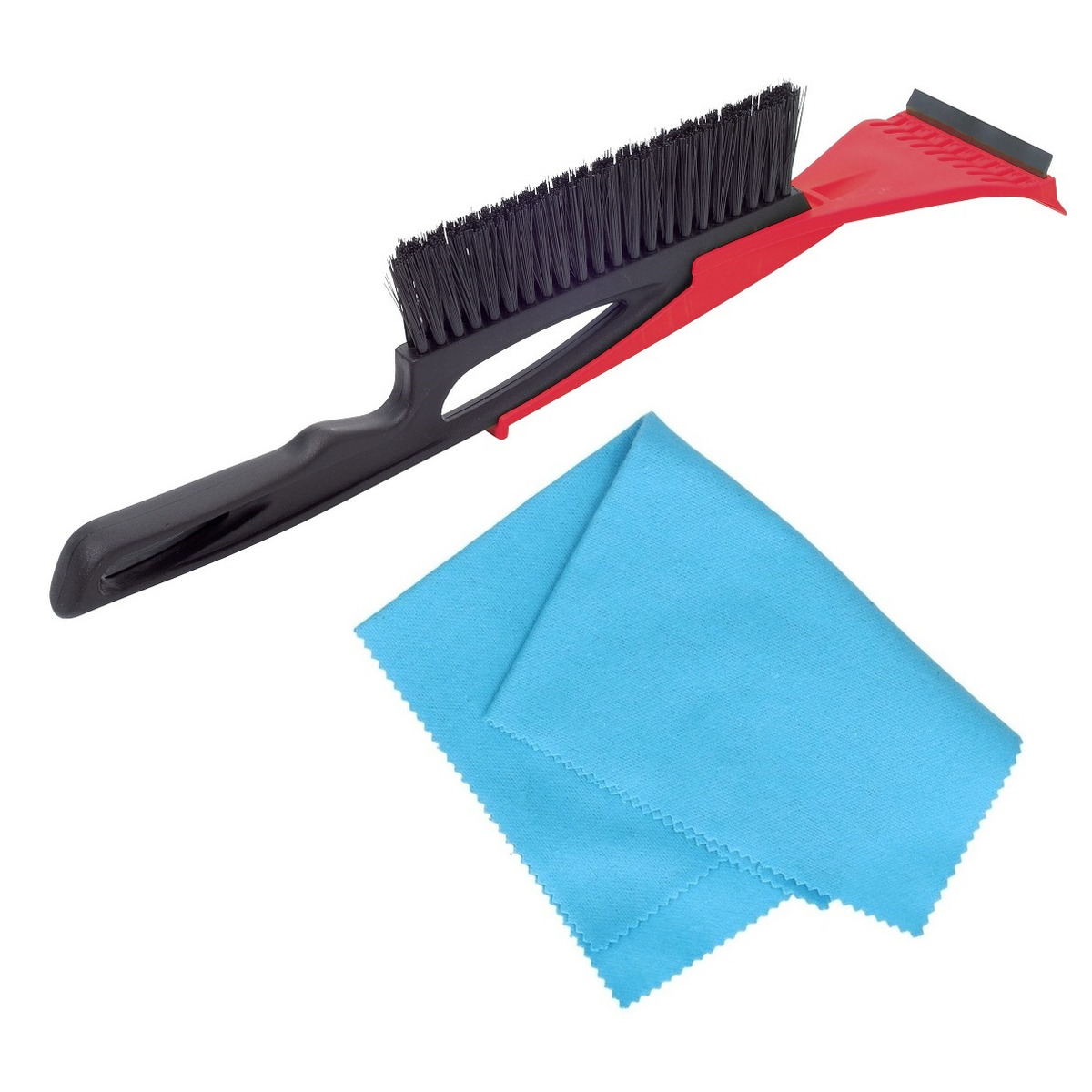Autoramen IJskrabber met borstel en trekker rood 40 cm met anti-condens doek -