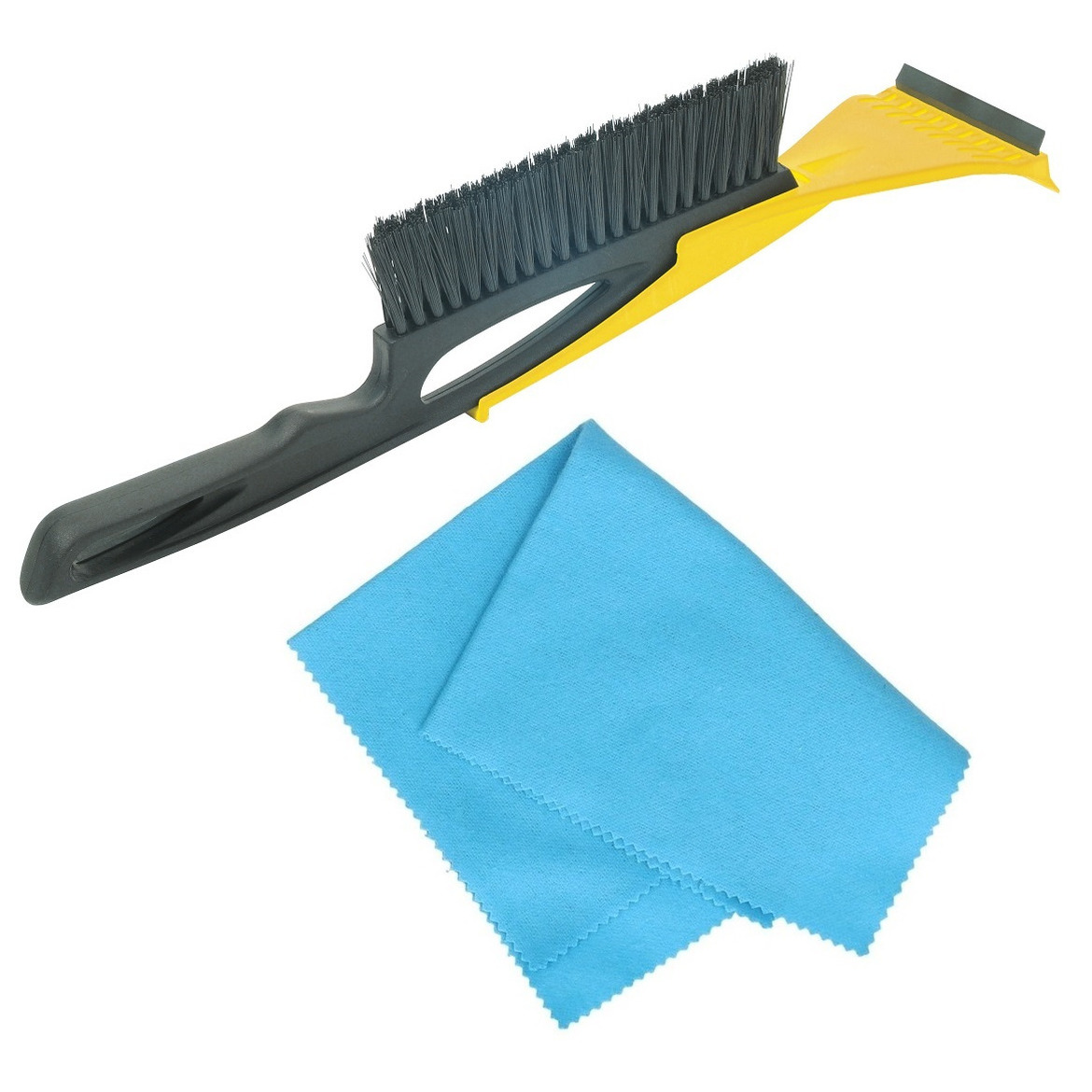 Autoramen IJskrabber met borstel en trekker geel 40 cm met anti-condens doek -