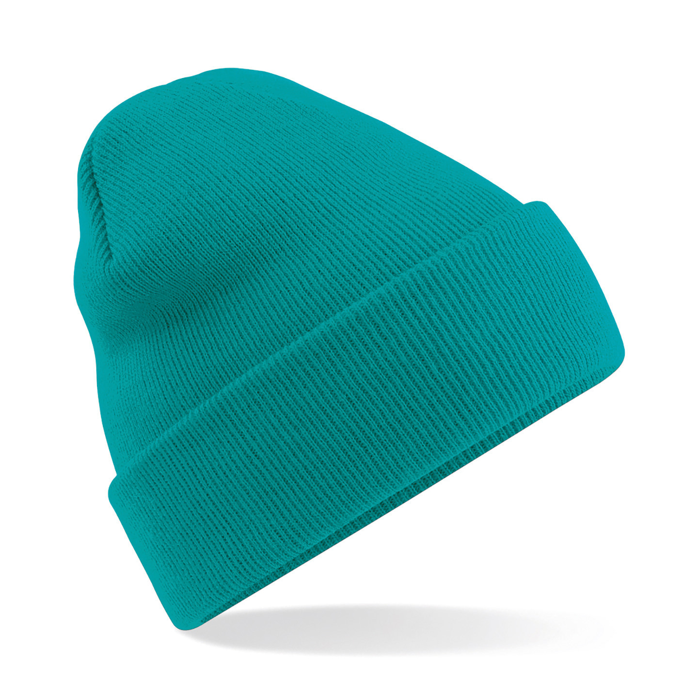 Basic dames/heren beanie wintermuts 100% soft Acryl in kleur emerald/smaragd One size -