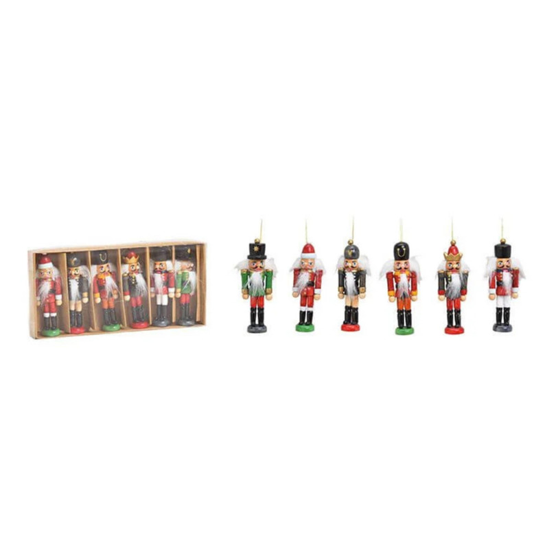 G. Wurm kersthangers/ornamenten notenkrakers - 6x - 9 cm - hout -