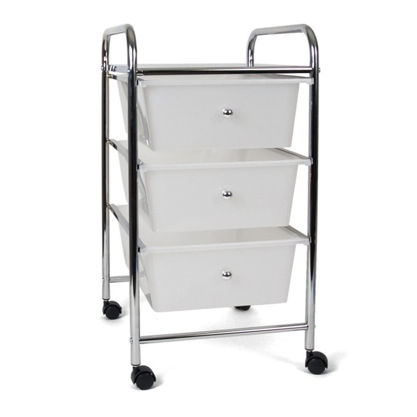 Badkamer trolley/kastje met 3 lades en plank 36 x 60 cm van kunststof -