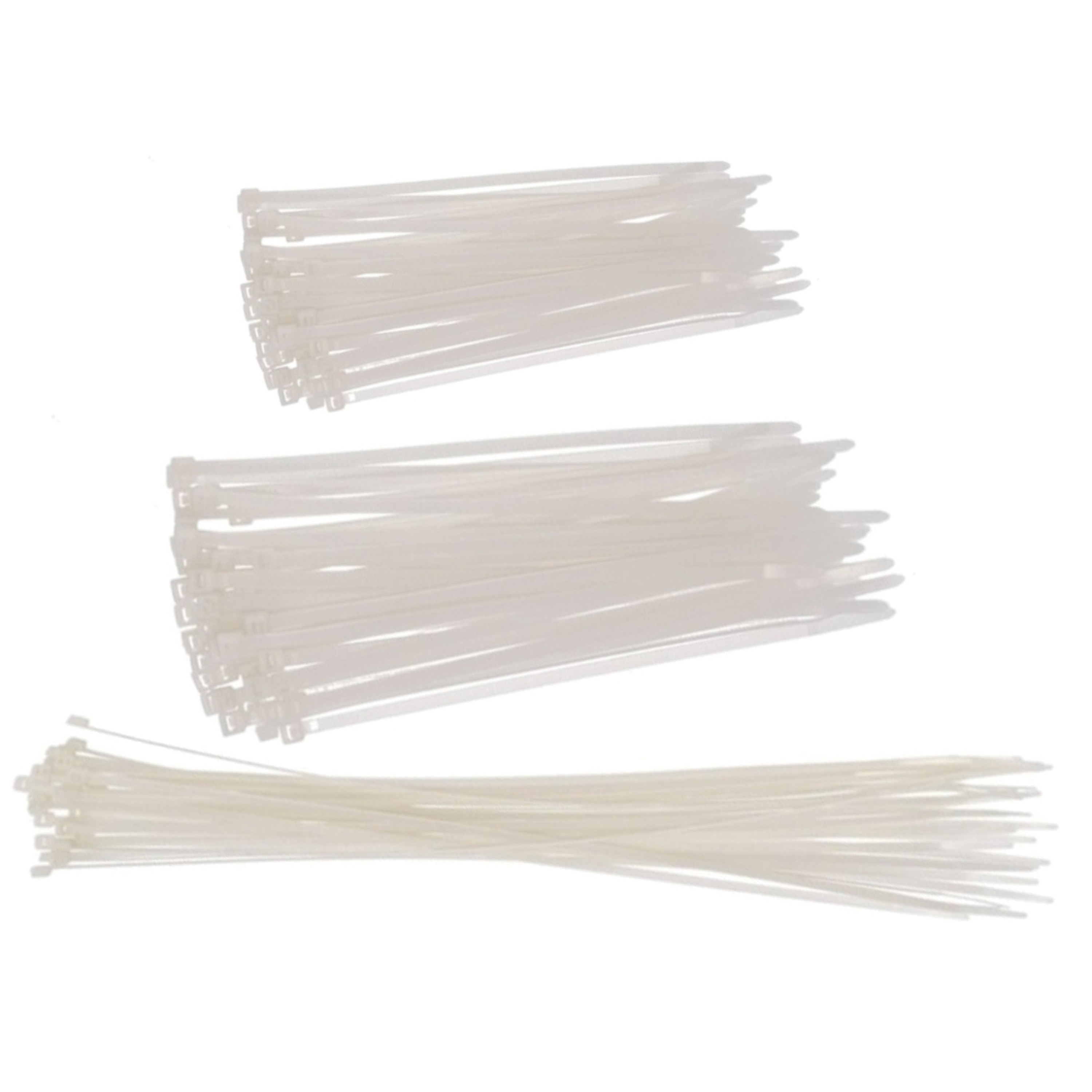 Setje van 110x stuks Kabelbinders/tie-wraps wit 20-25-30 cm van 4.7 mm breed -