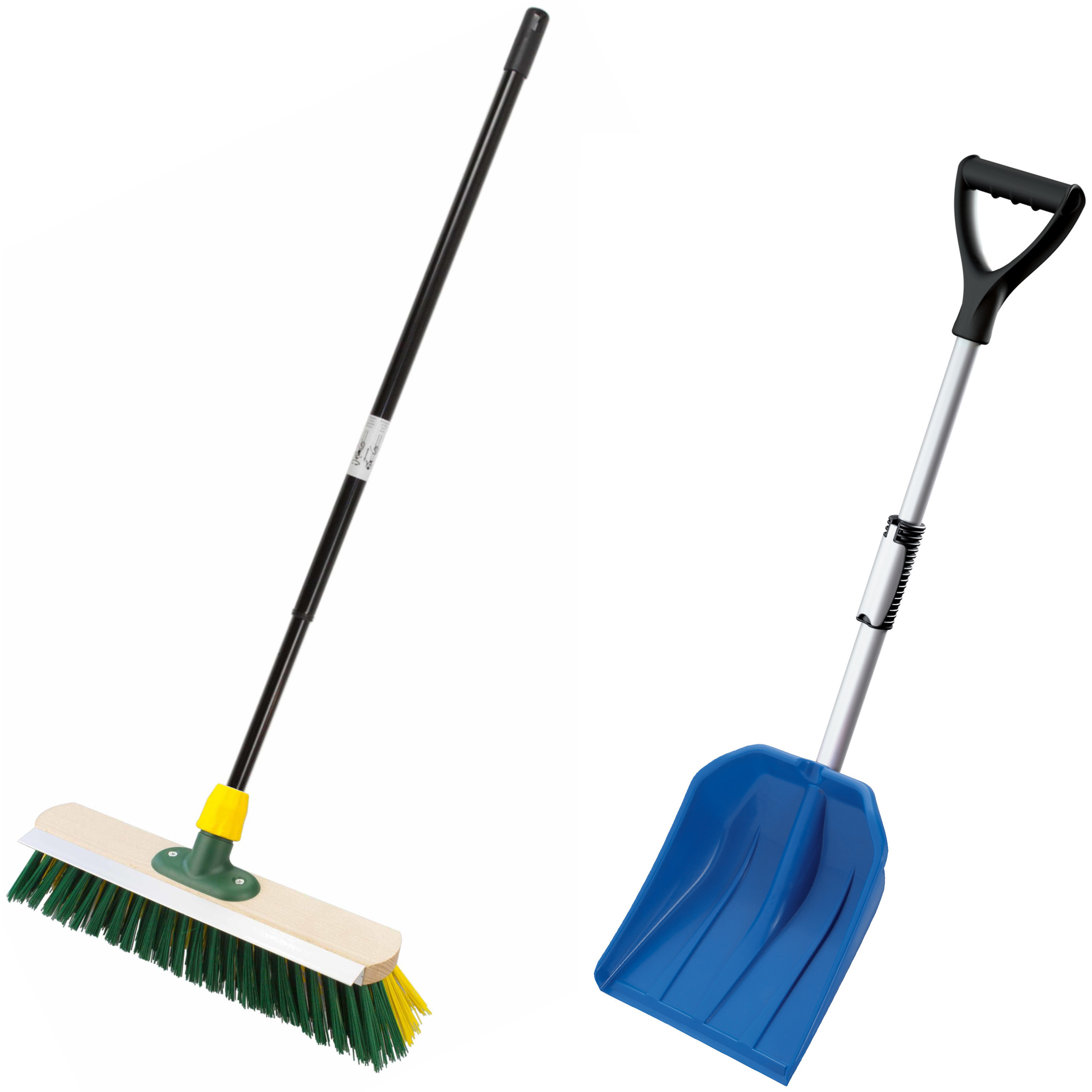 Compacte sneeuwschep blauw telescopisch 80 - 100 cm + harde bezem telescopisch 80 - 130 cm -
