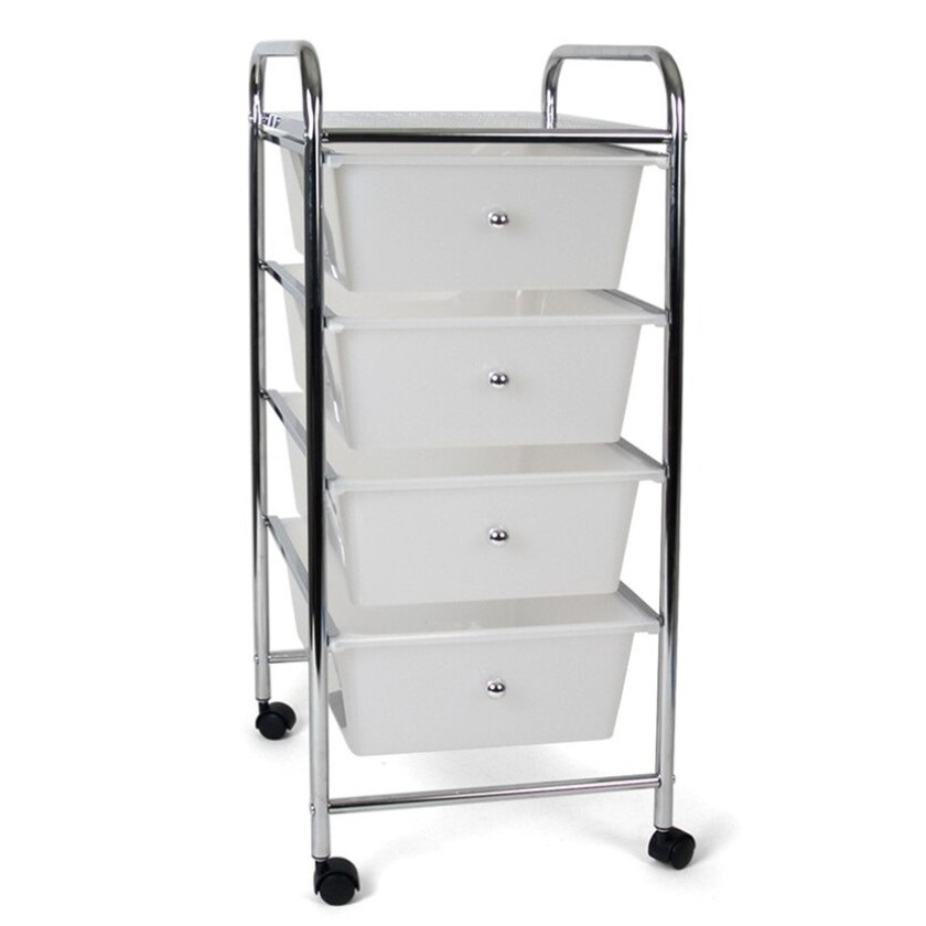 Badkamer trolley/kastje met 4 lades en plank 36 x 76 cm van kunststof -