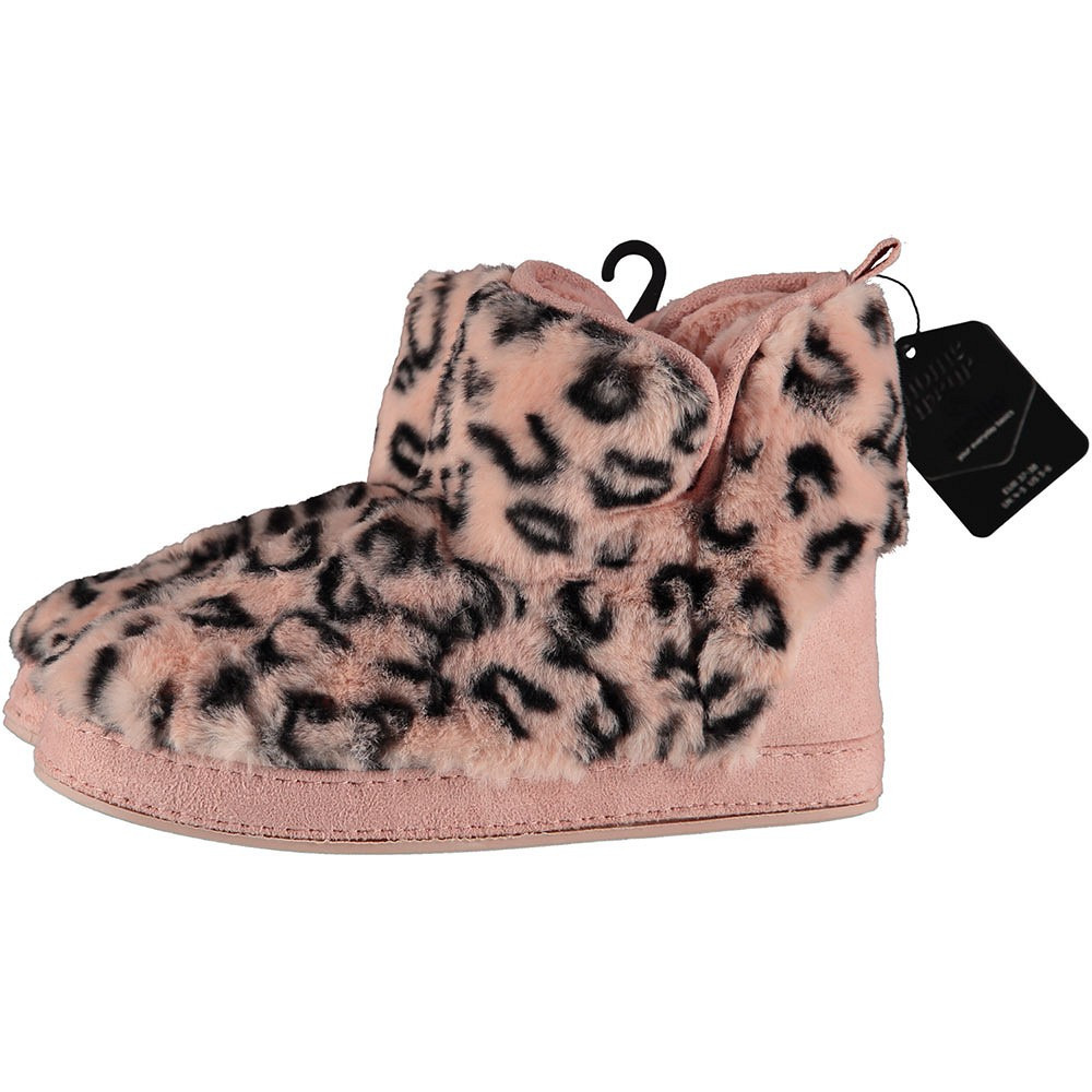 Apollo Dames hoge pantoffels/sloffen luipaard print - roze - maat 41-42 41/42 -