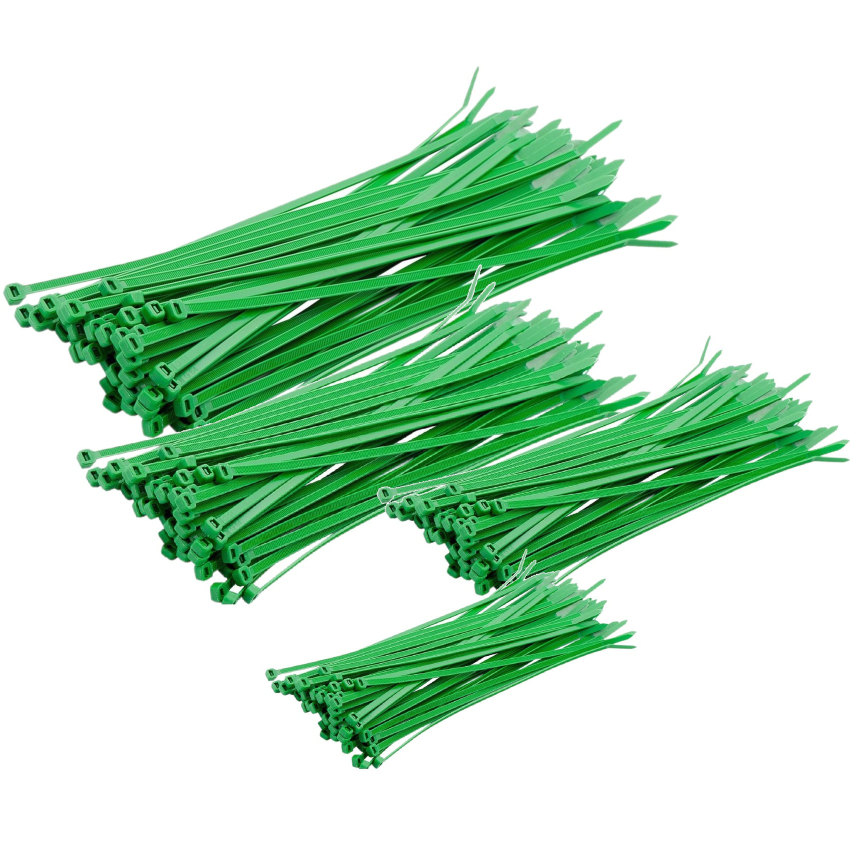 Setje van 200x stuks Kabelbinders/tie-wraps groen 10-15-20-30 cm 3.6 mm breed -